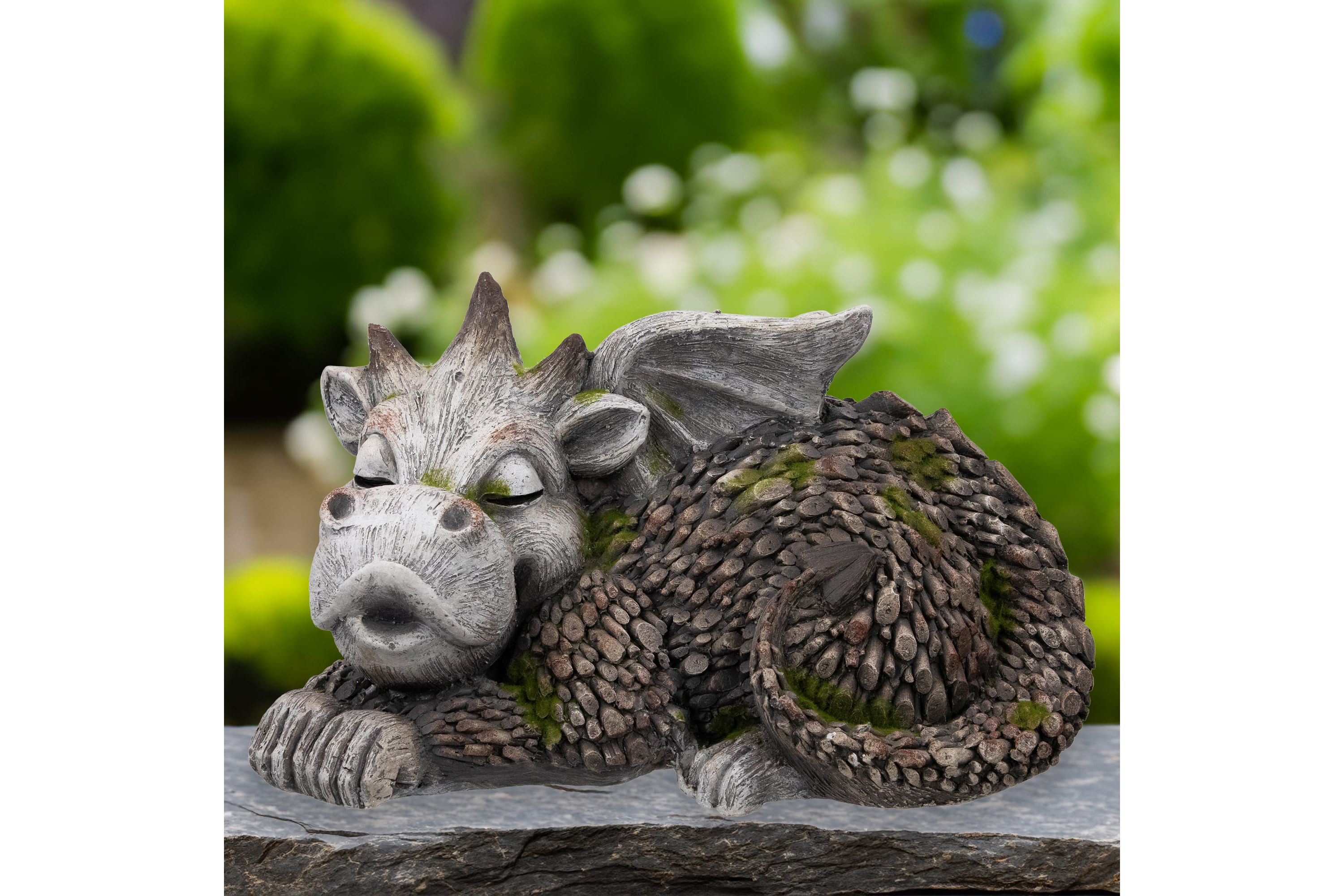 Sleeping Dragon Outdoor Garden Statue - 14.25"