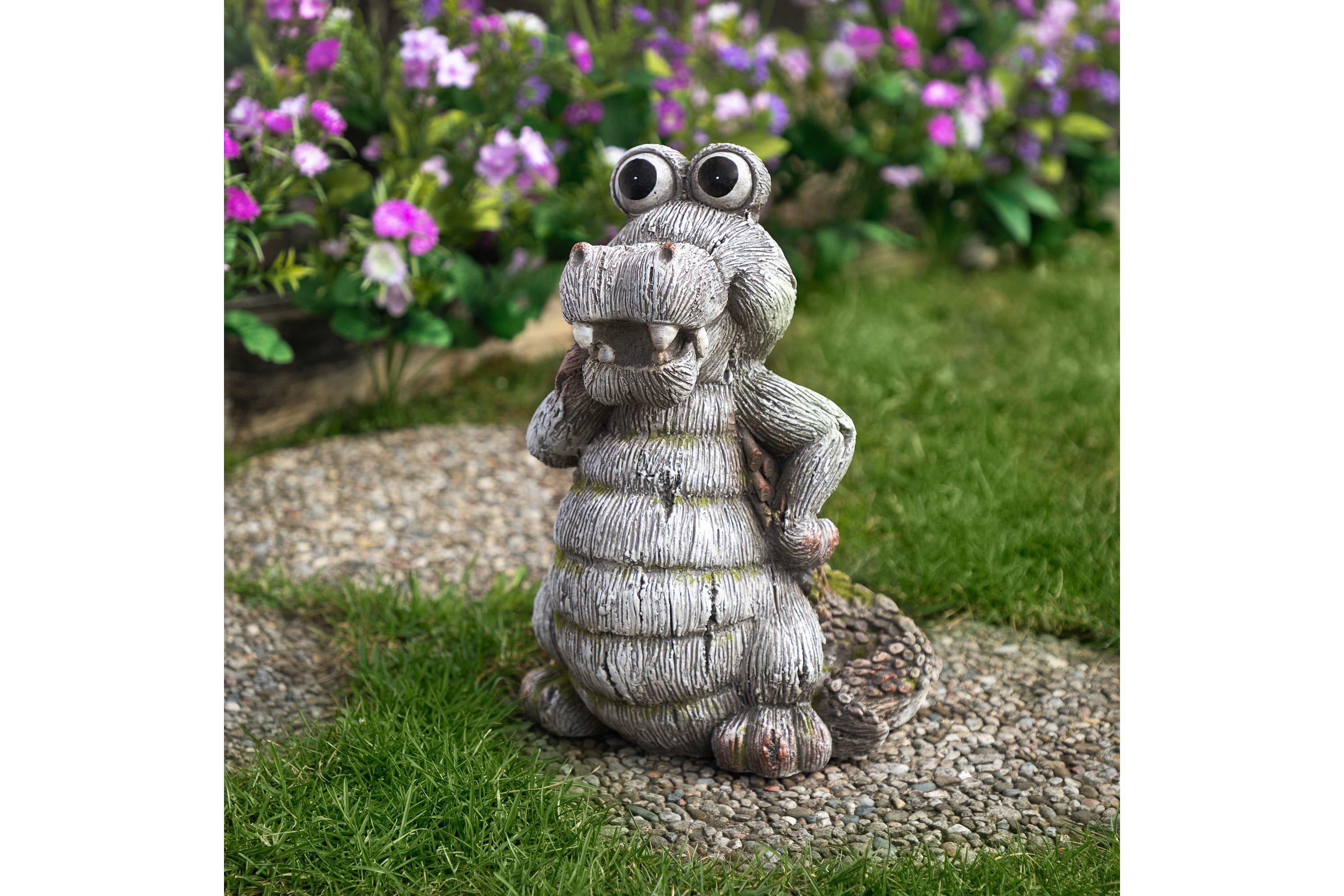 Sassy Crocodile Outdoor Garden Statue - 14.25"