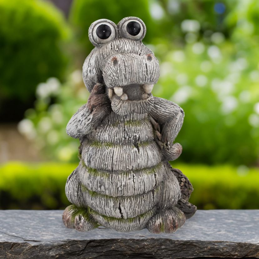 Sassy Crocodile Outdoor Garden Statue - 14.25"