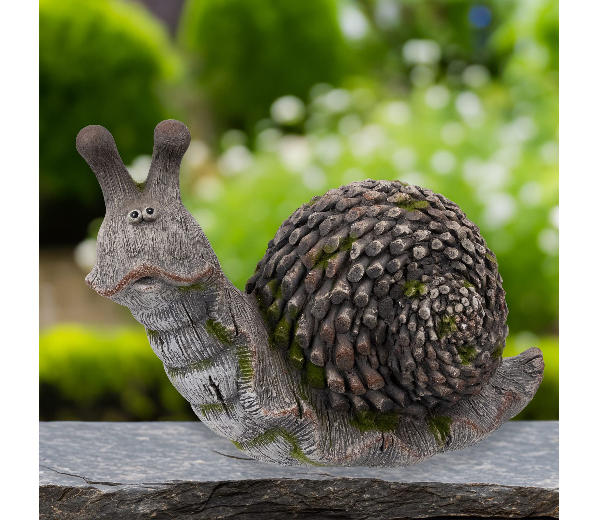 Slowpoke Snail Outdoor Garden Statue - 15"