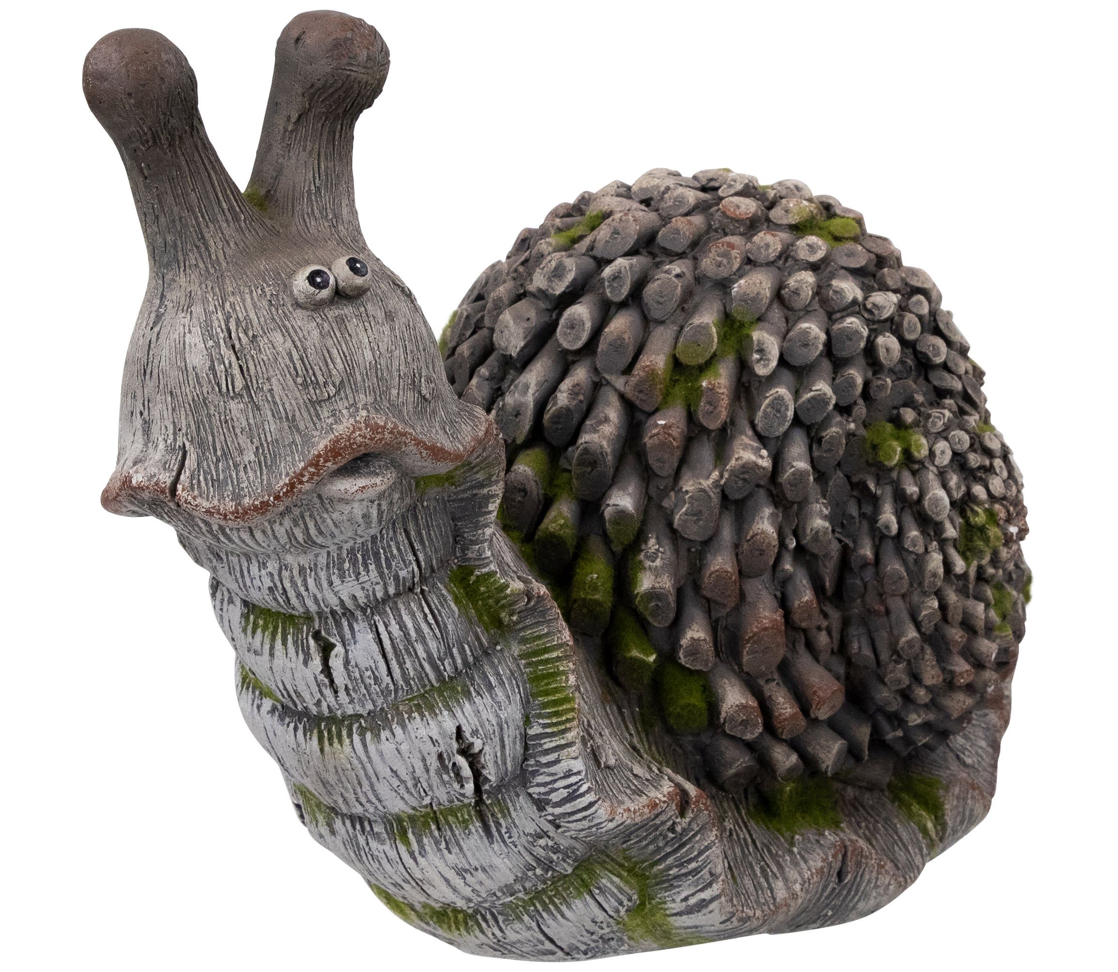Slowpoke Snail Outdoor Garden Statue - 15"