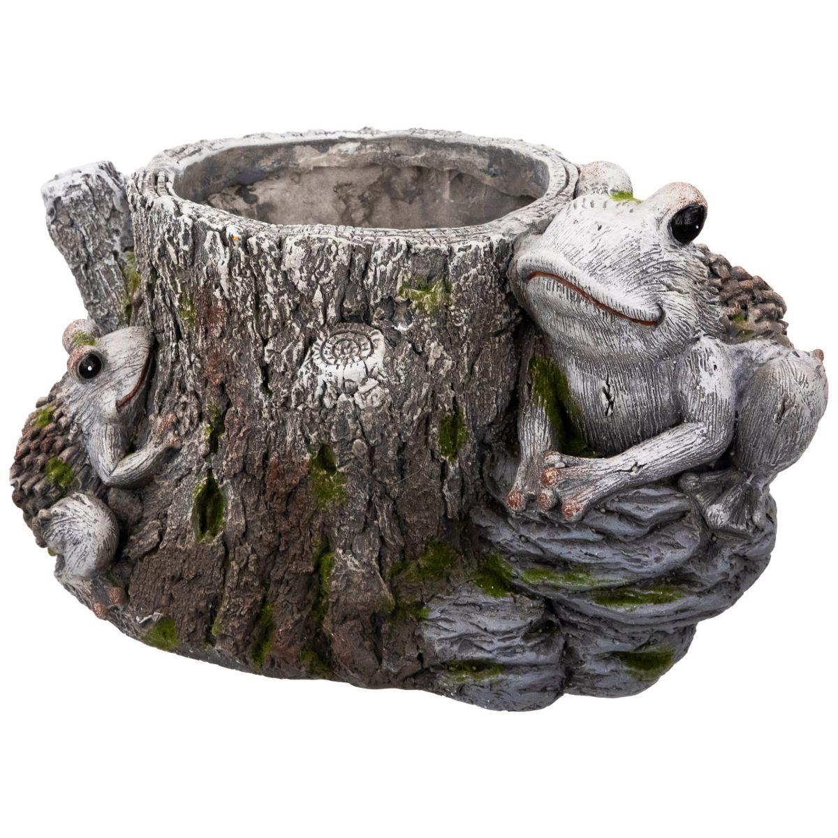 Frogs on Tree Stump Outdoor Garden Planter - 9"