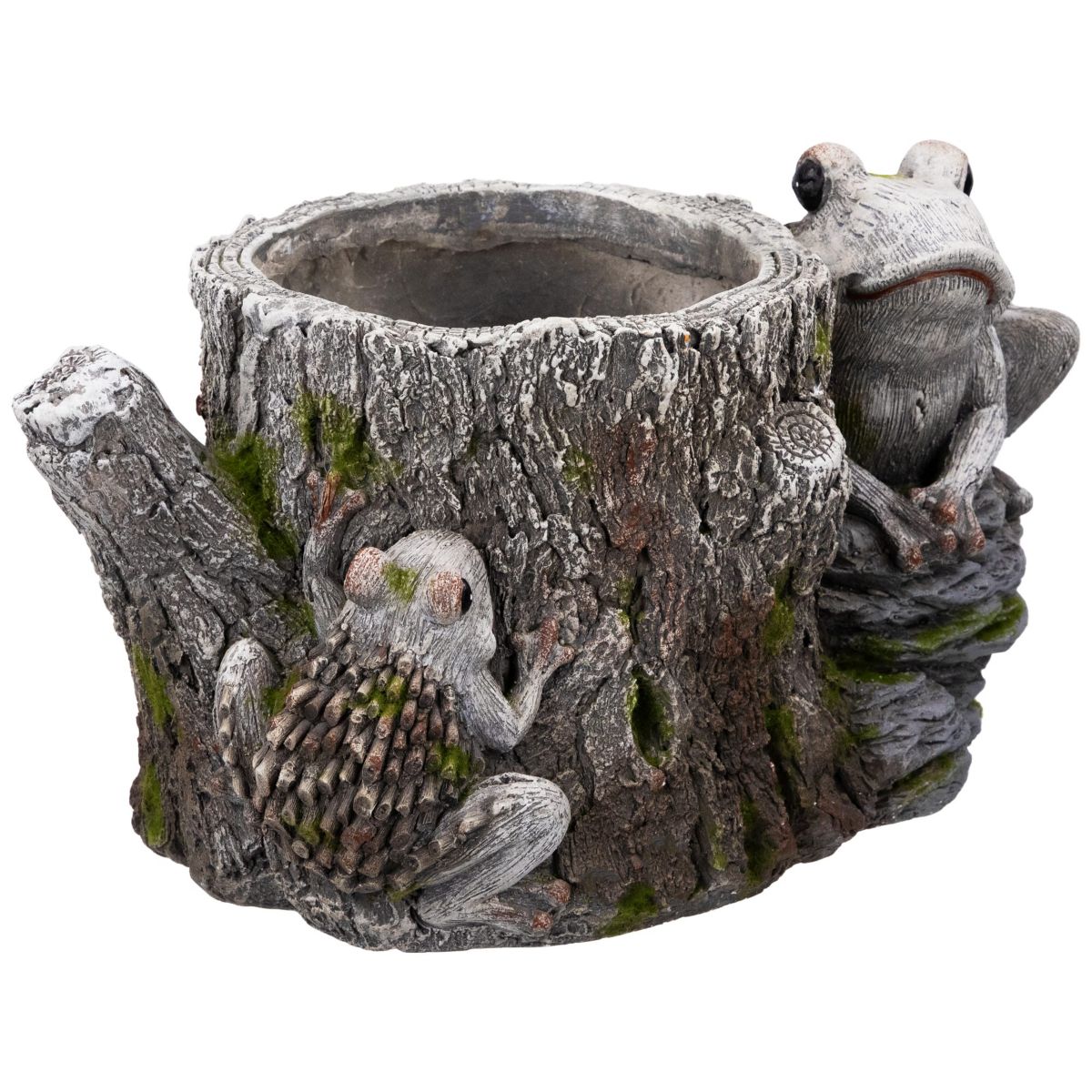 Frogs on Tree Stump Outdoor Garden Planter - 9"