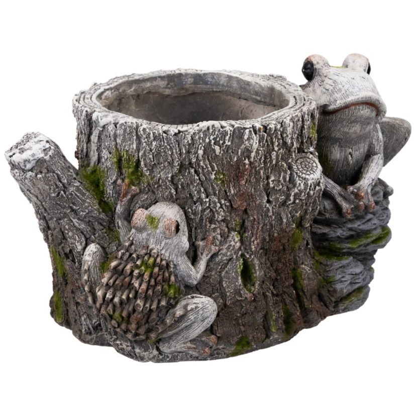 Frogs on Tree Stump Outdoor Garden Planter - 9"