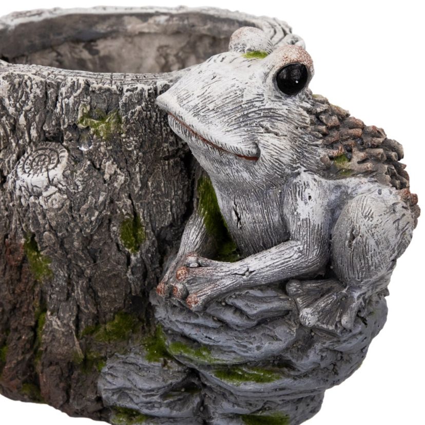 Frogs on Tree Stump Outdoor Garden Planter - 9"