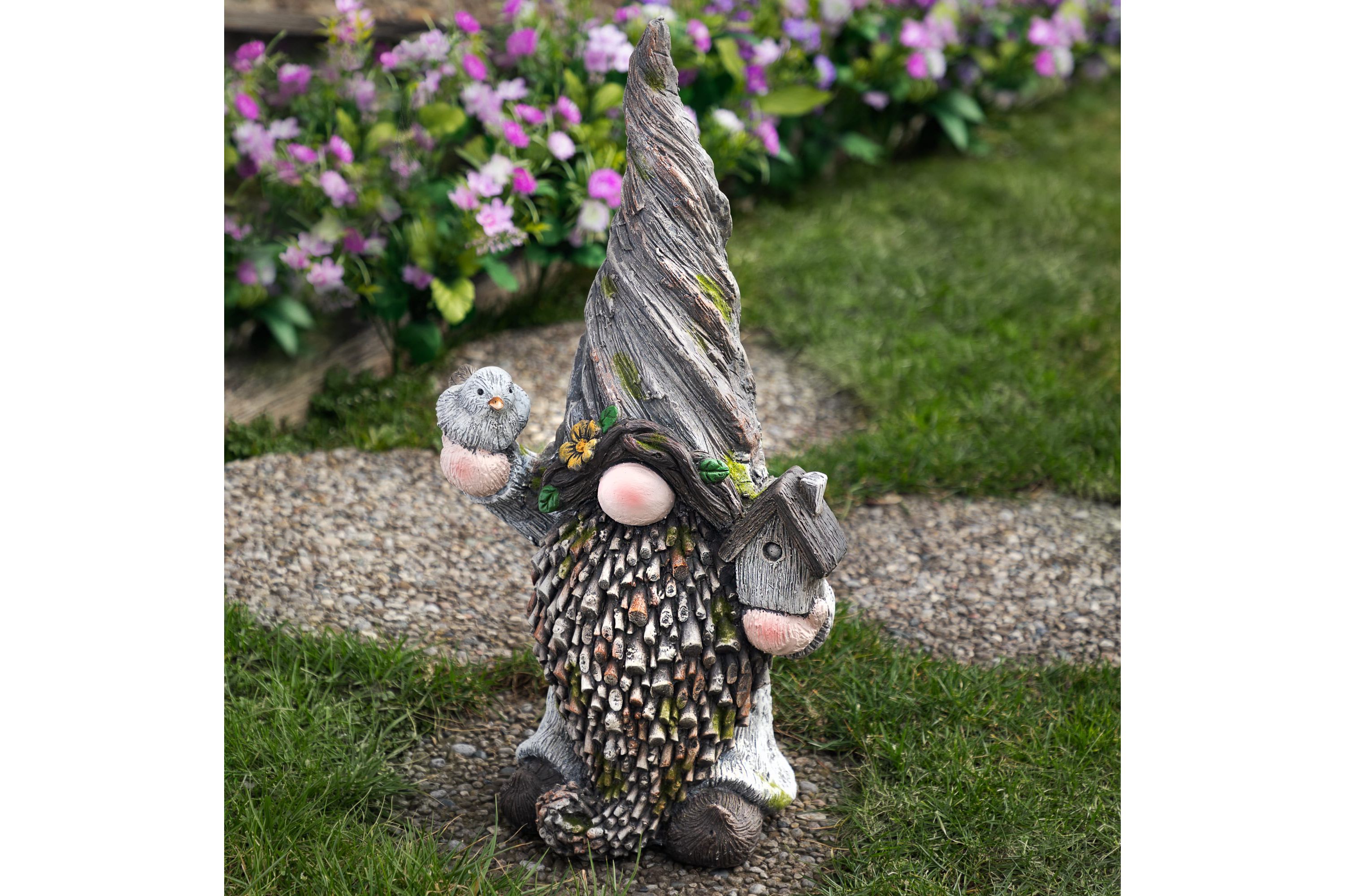 Gnome with Bird House Outdoor Garden Statue - 26.25"