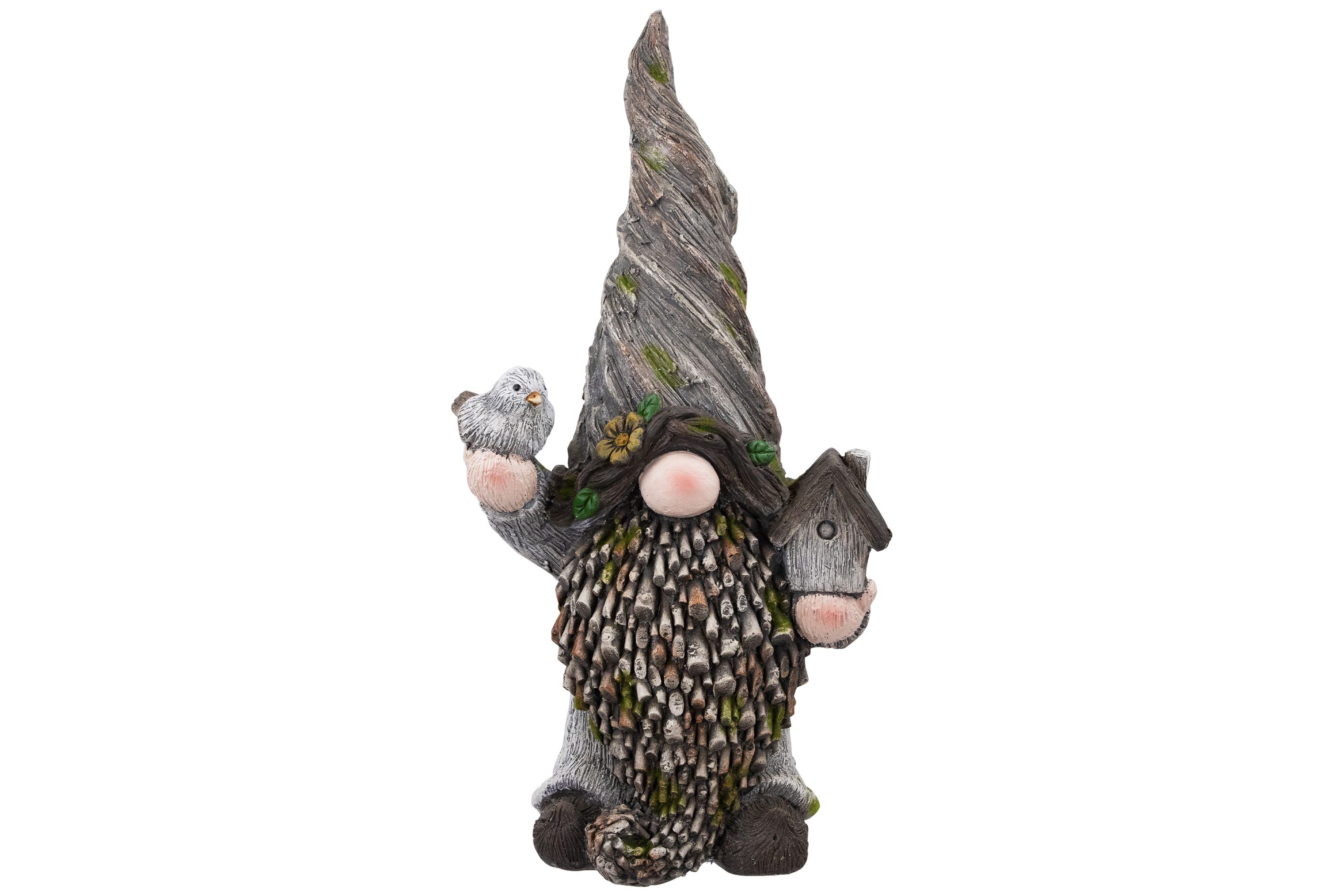 Gnome with Bird House Outdoor Garden Statue - 26.25"