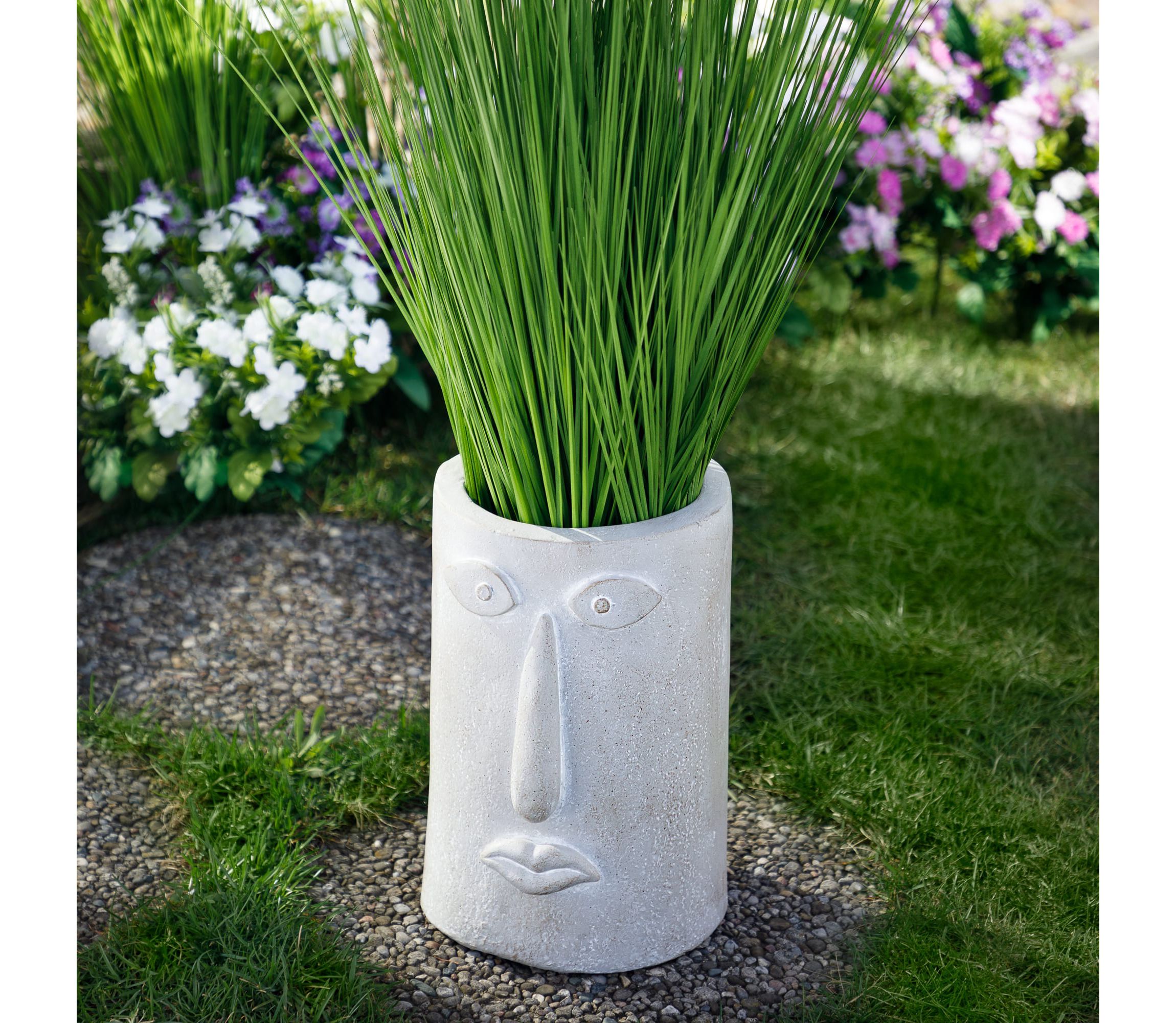 Large Abstract Face Ceramic Outdoor Garden Planter - 12.25"