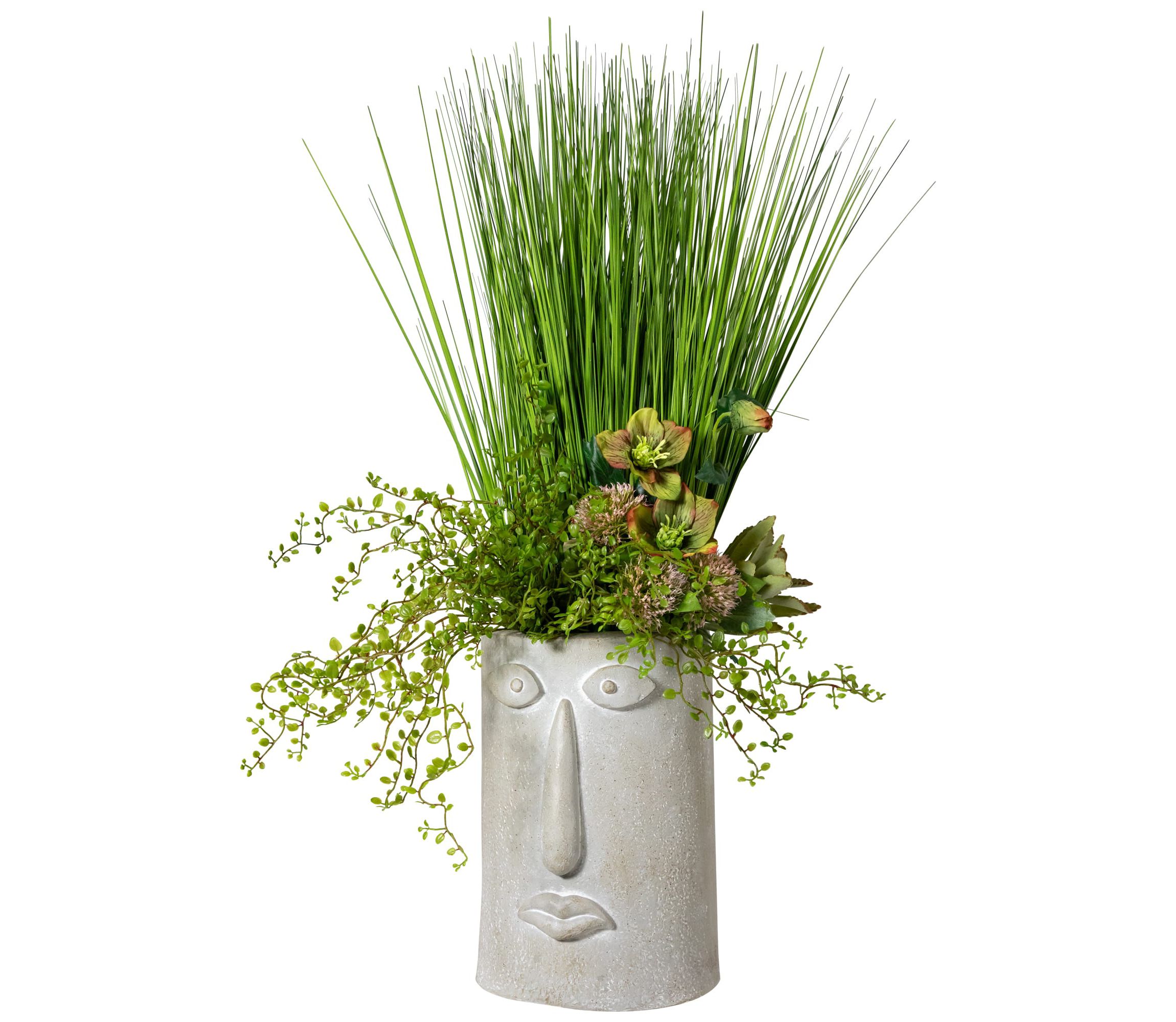 Large Abstract Face Ceramic Outdoor Garden Planter - 12.25"