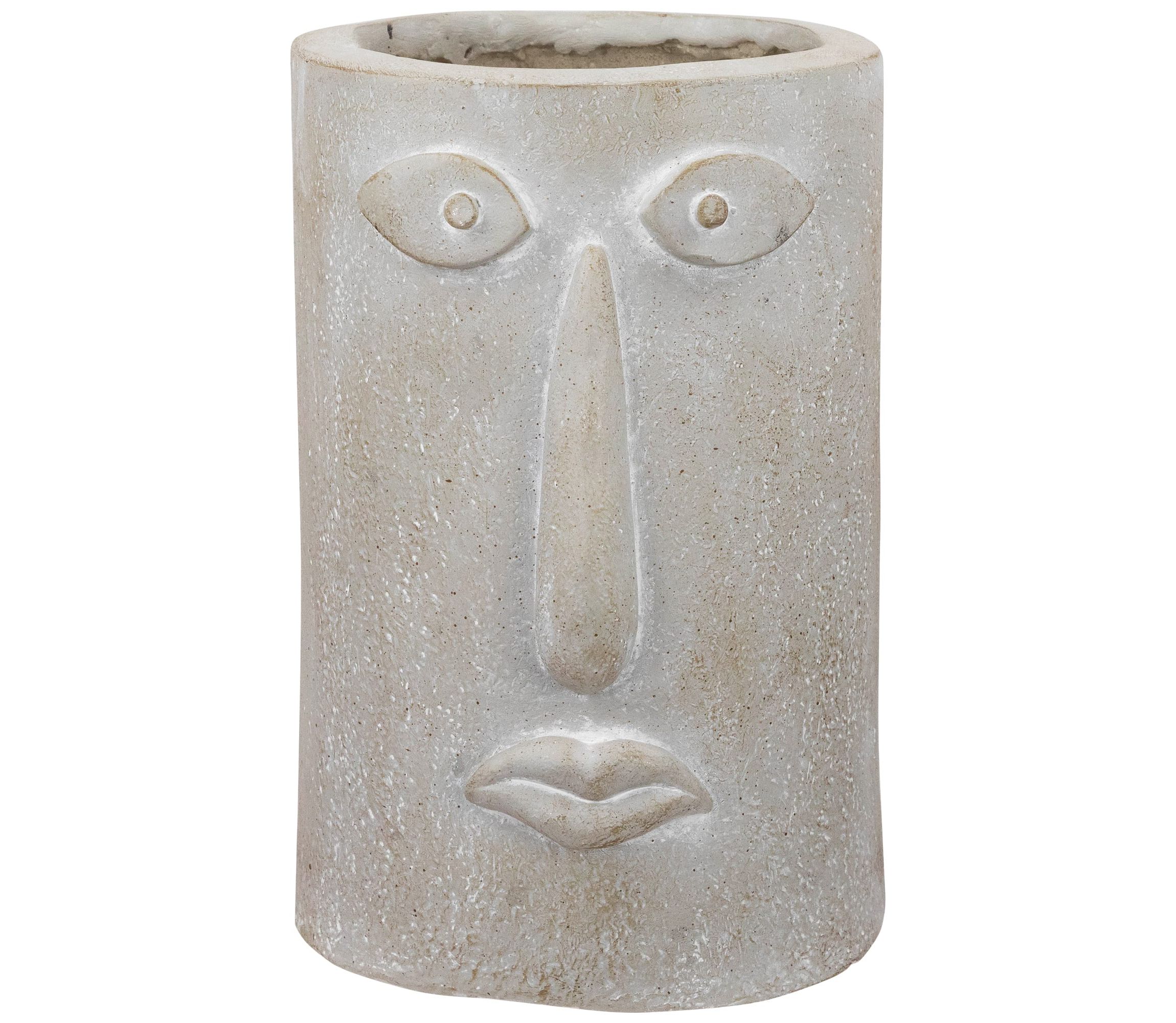 Large Abstract Face Ceramic Outdoor Garden Planter - 12.25"