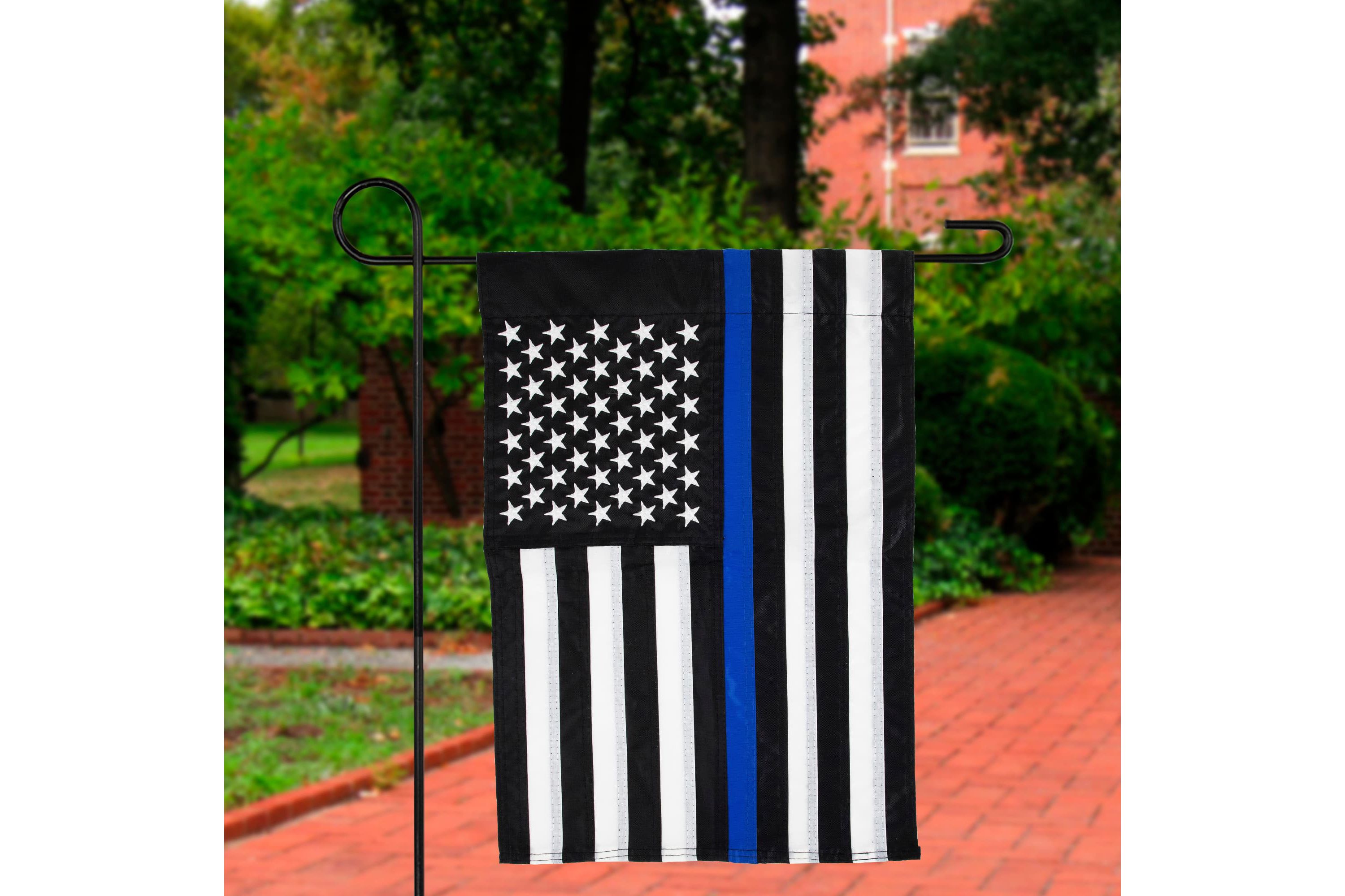 Law Enforcement Blue Line Embroidered Patriotic Outdoor Garden Flag 18" x 12.5"
