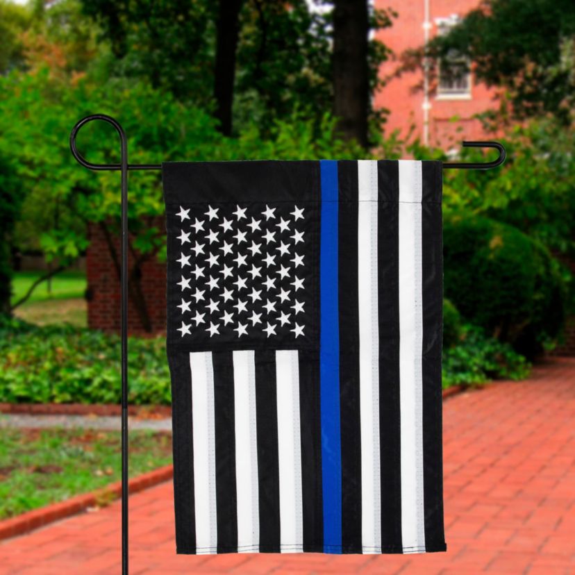 Law Enforcement Blue Line Embroidered Patriotic Outdoor Garden Flag 18" x 12.5"