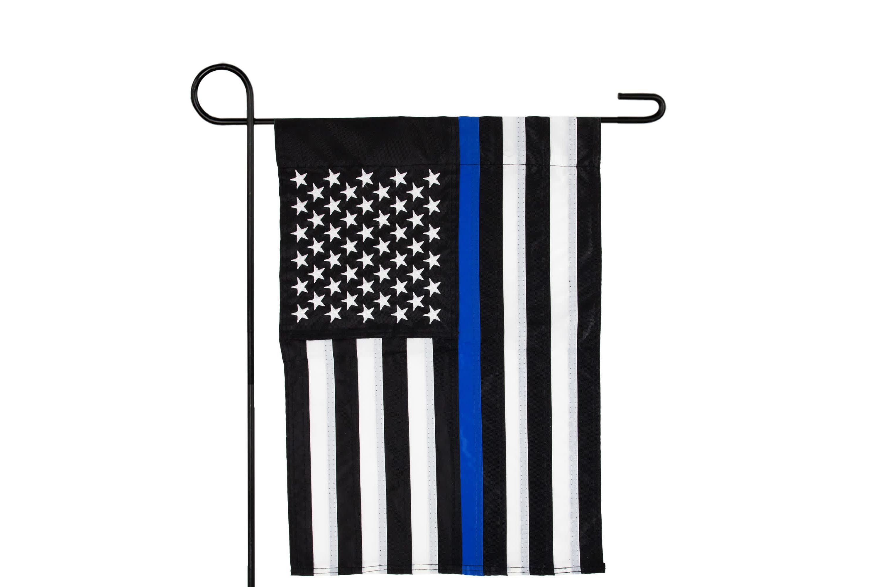 Law Enforcement Blue Line Embroidered Patriotic Outdoor Garden Flag 18" x 12.5"