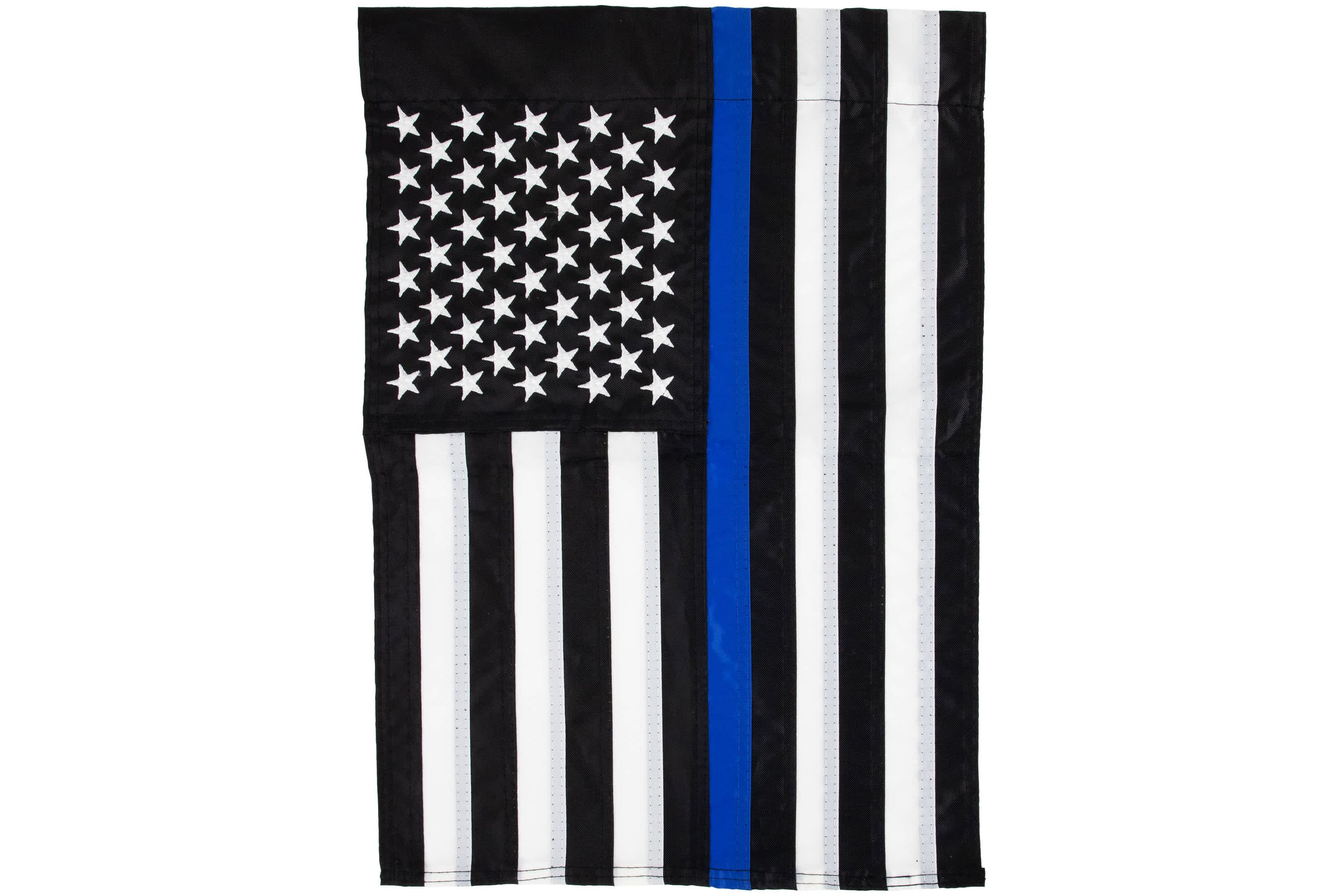 Law Enforcement Blue Line Embroidered Patriotic Outdoor Garden Flag 18" x 12.5"