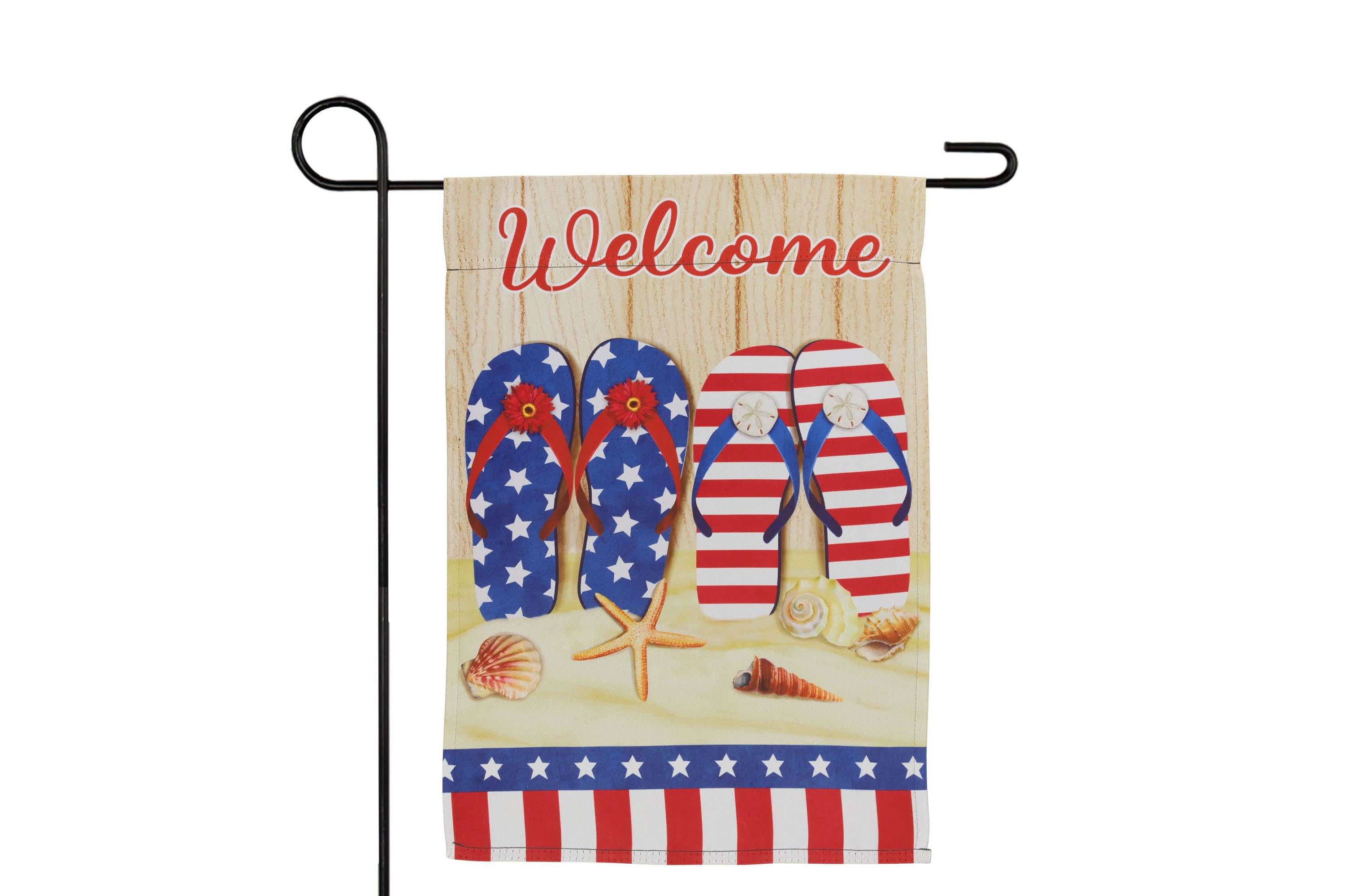 Sandy Beach "Welcome" Patriotic Outdoor Garden Flag - 18" x 12.5"