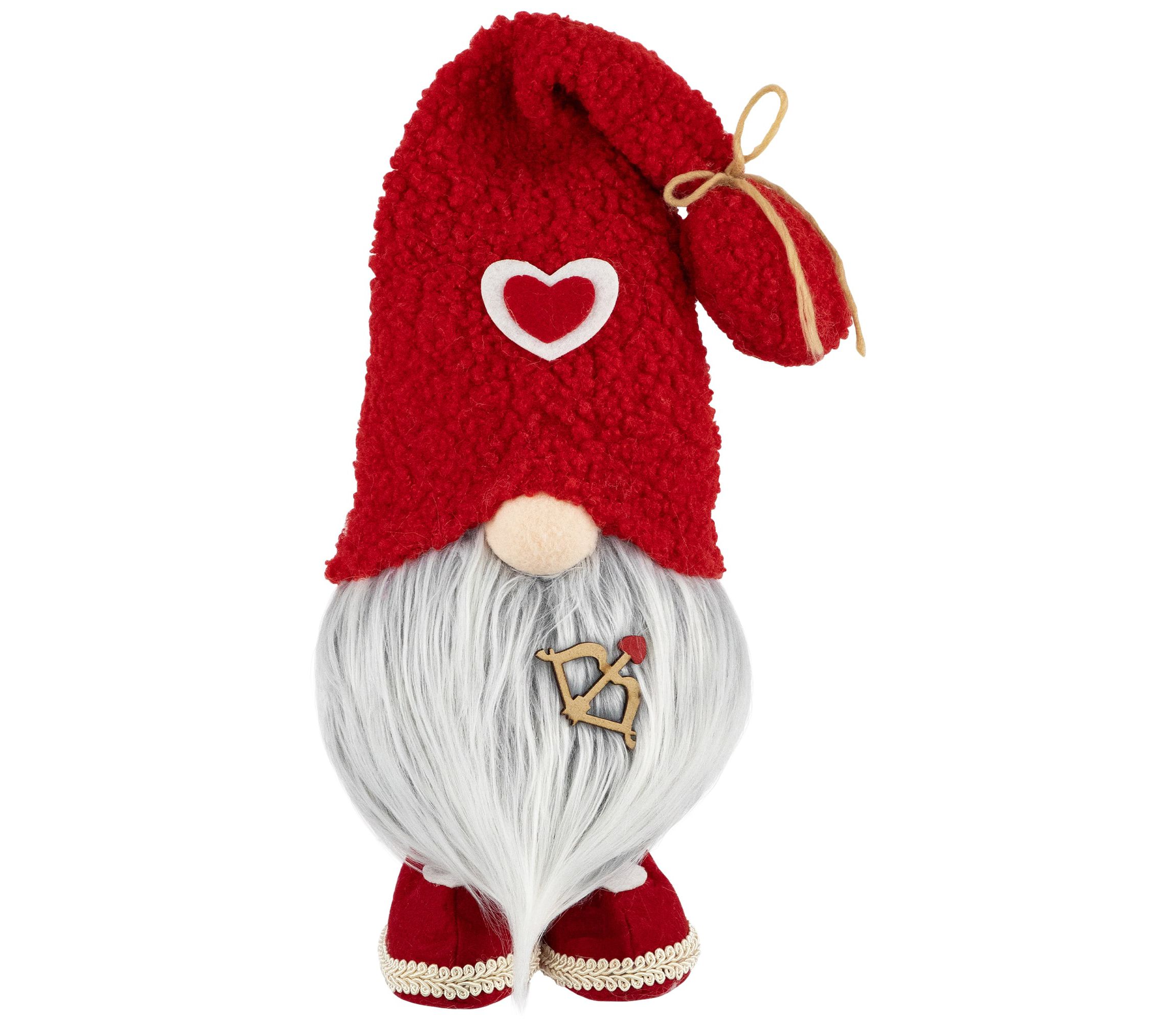 Valentines Day Gnome Figurine with Bow and Arrow - 19.5" - Red