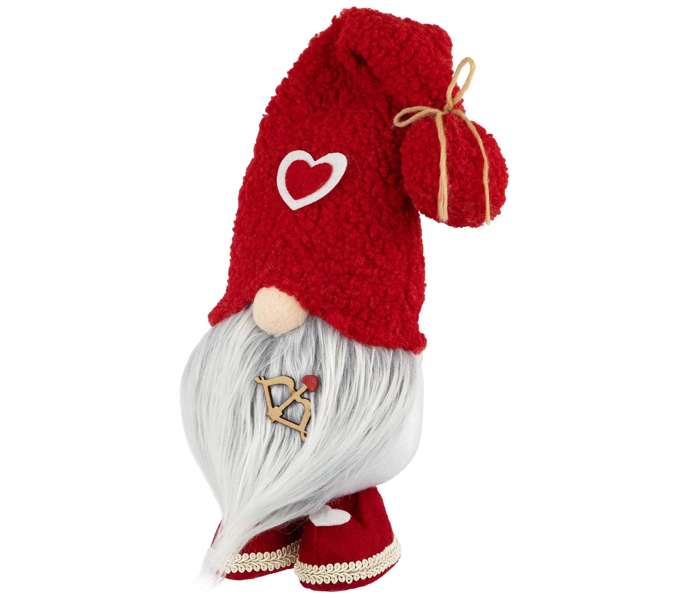 Valentines Day Gnome Figurine with Bow and Arrow - 19.5" - Red