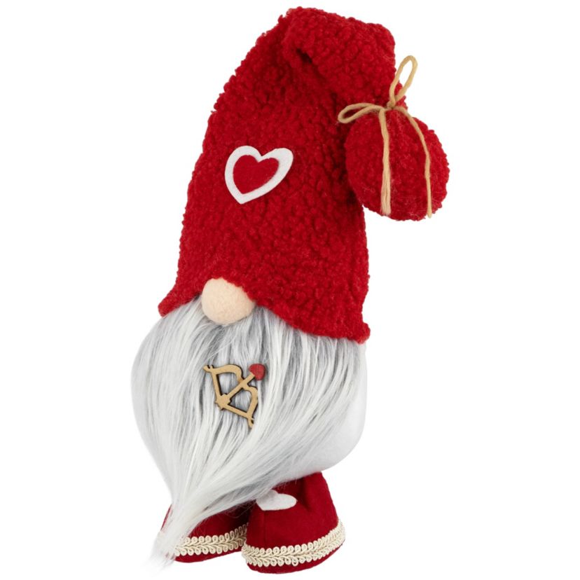 Valentines Day Gnome Figurine with Bow and Arrow - 19.5" - Red