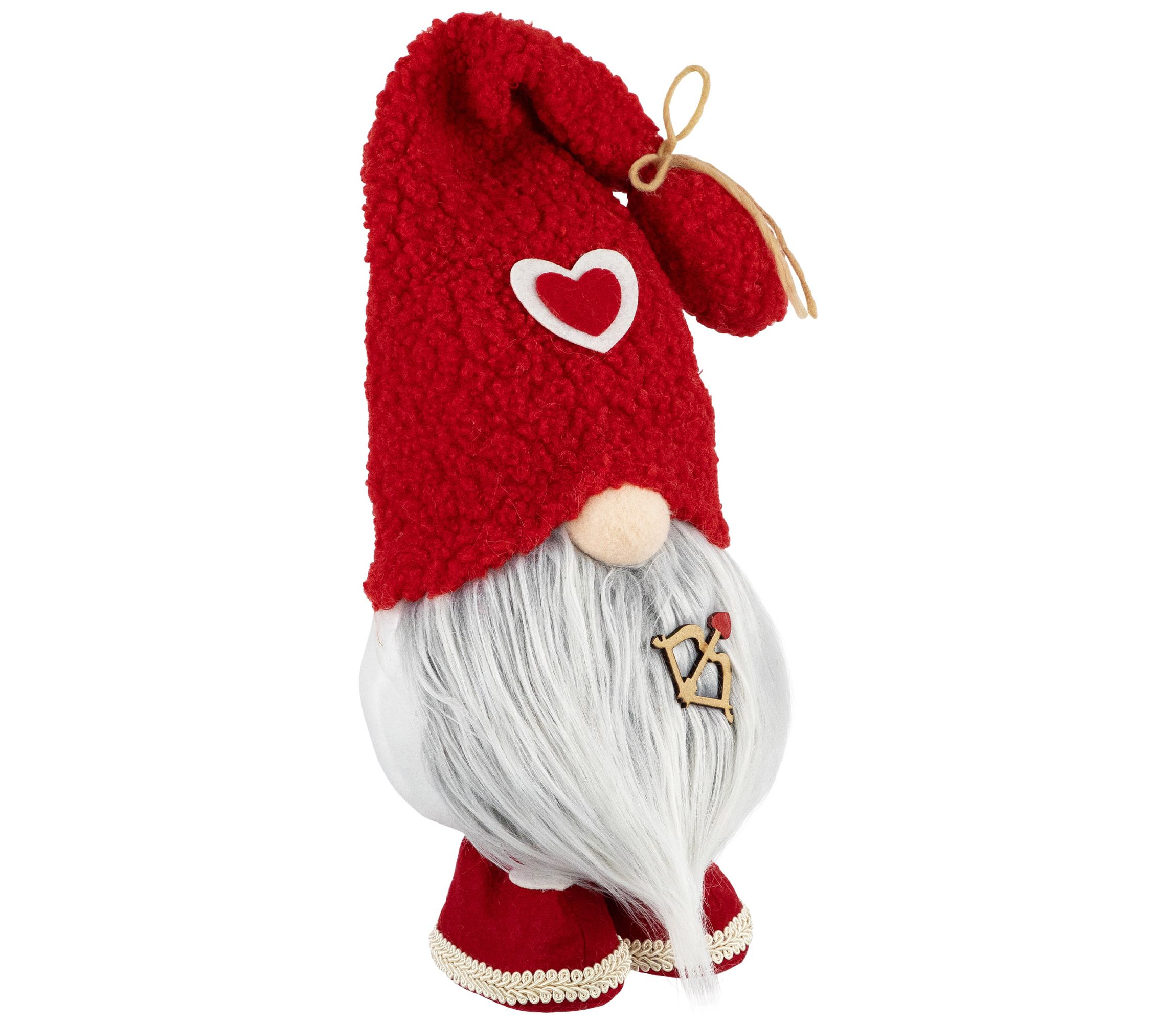 Valentines Day Gnome Figurine with Bow and Arrow - 19.5" - Red