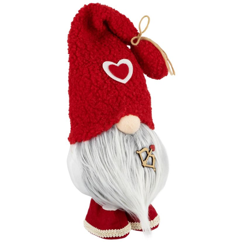 Valentines Day Gnome Figurine with Bow and Arrow - 19.5" - Red