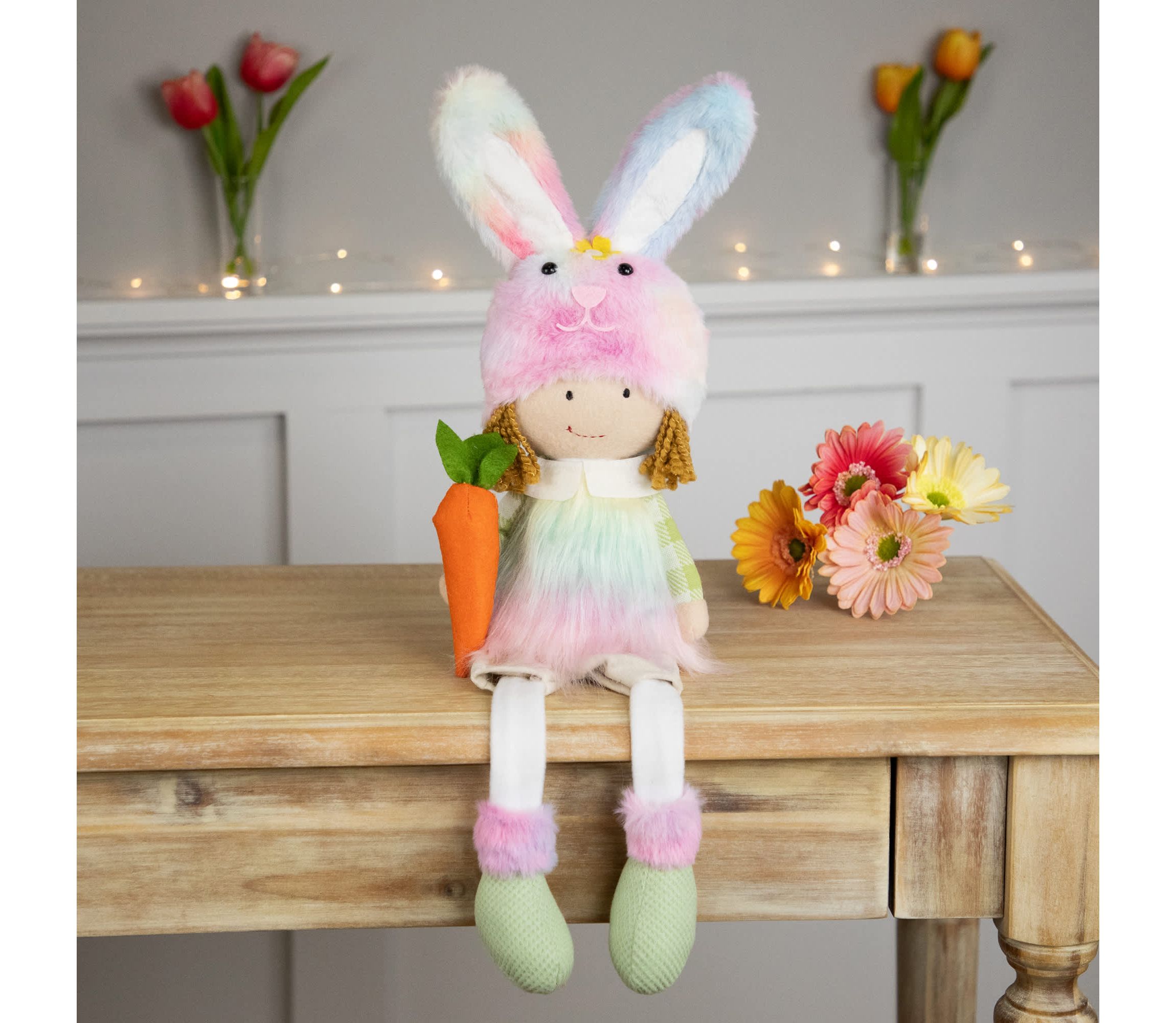 Girl Easter Figurine with Dangling Legs - 23" - Multi-Color