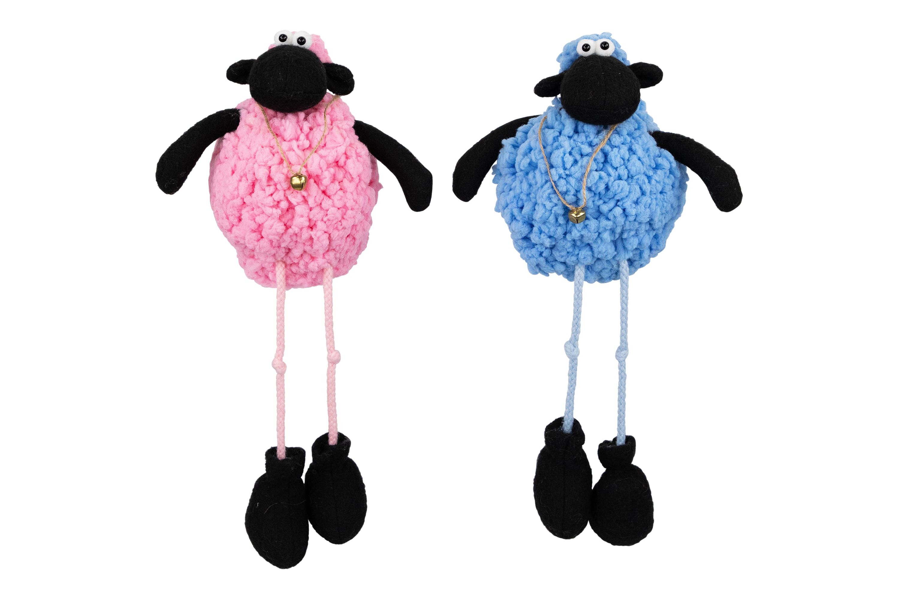 Set of 2 Boy and Girl Plush Lamb Easter Figurines 12"