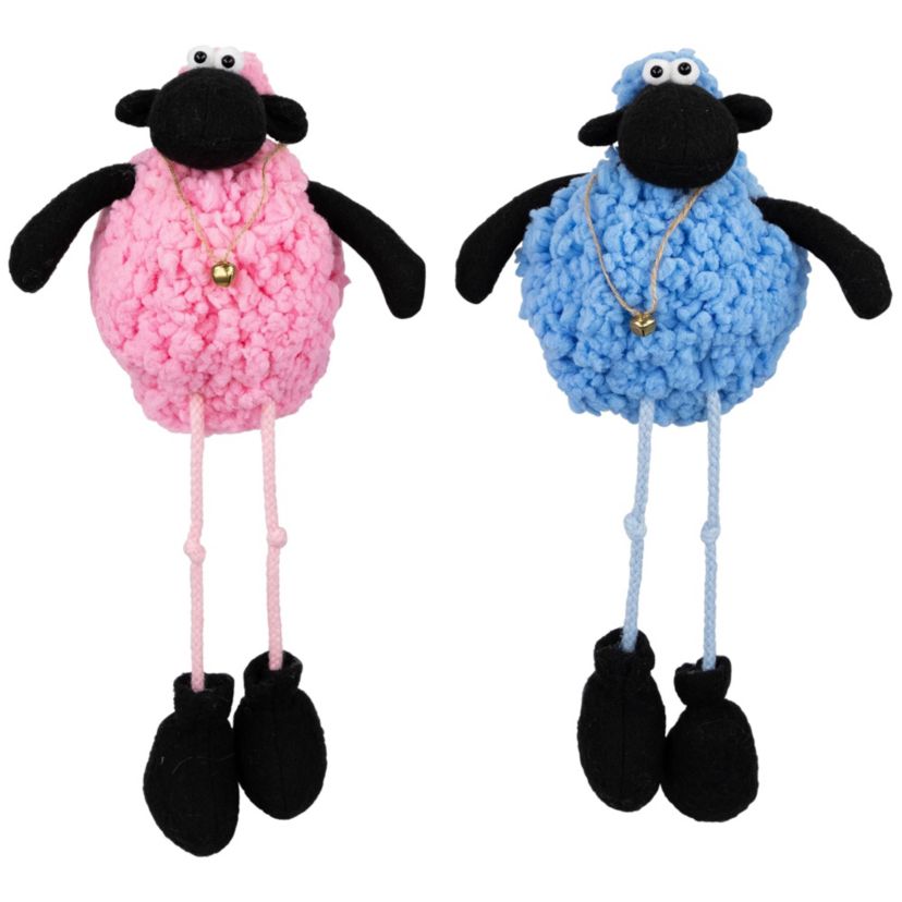 Set of 2 Boy and Girl Plush Lamb Easter Figurines 12"