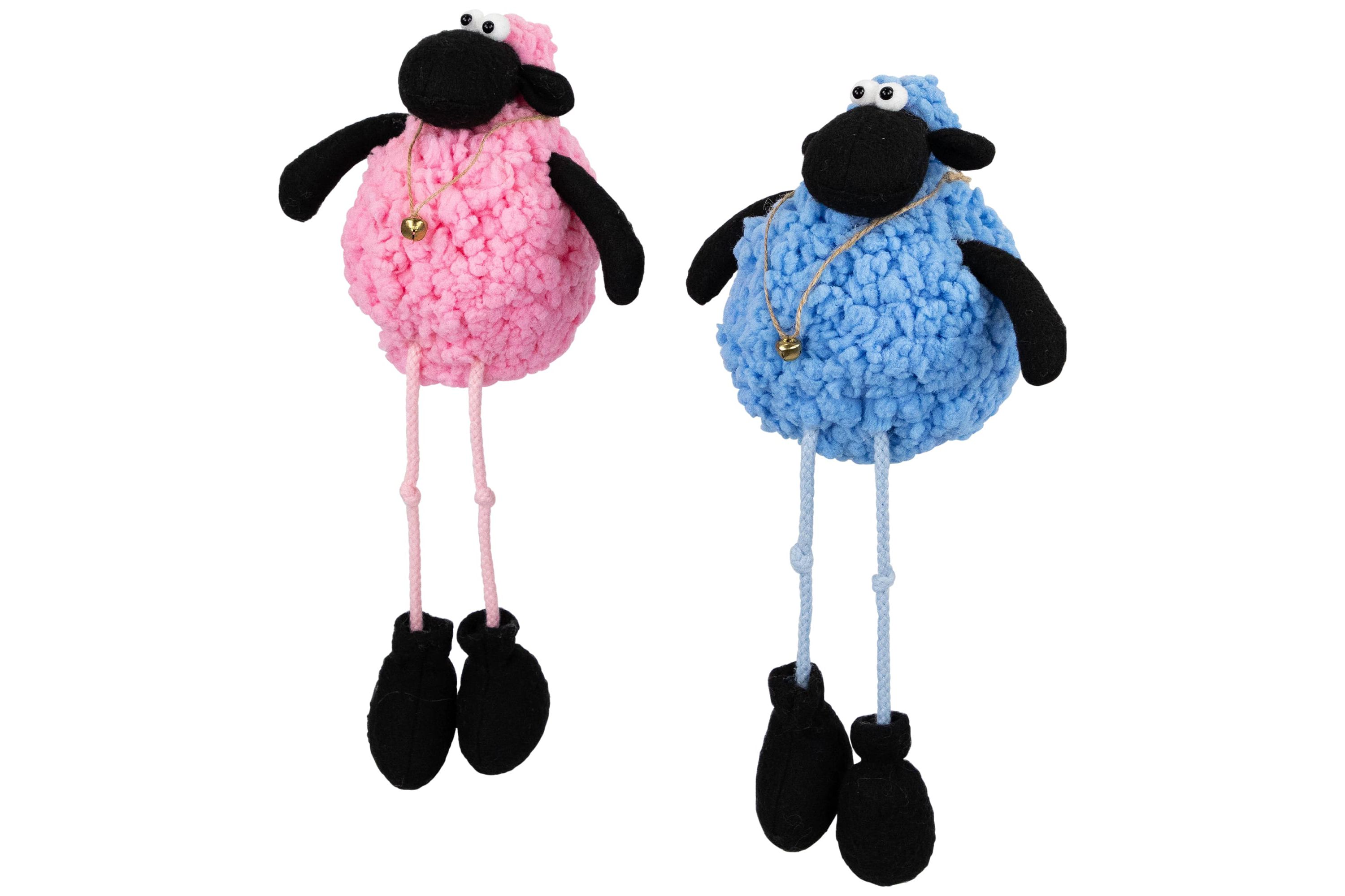 Set of 2 Boy and Girl Plush Lamb Easter Figurines 12"