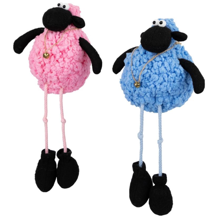 Set of 2 Boy and Girl Plush Lamb Easter Figurines 12"