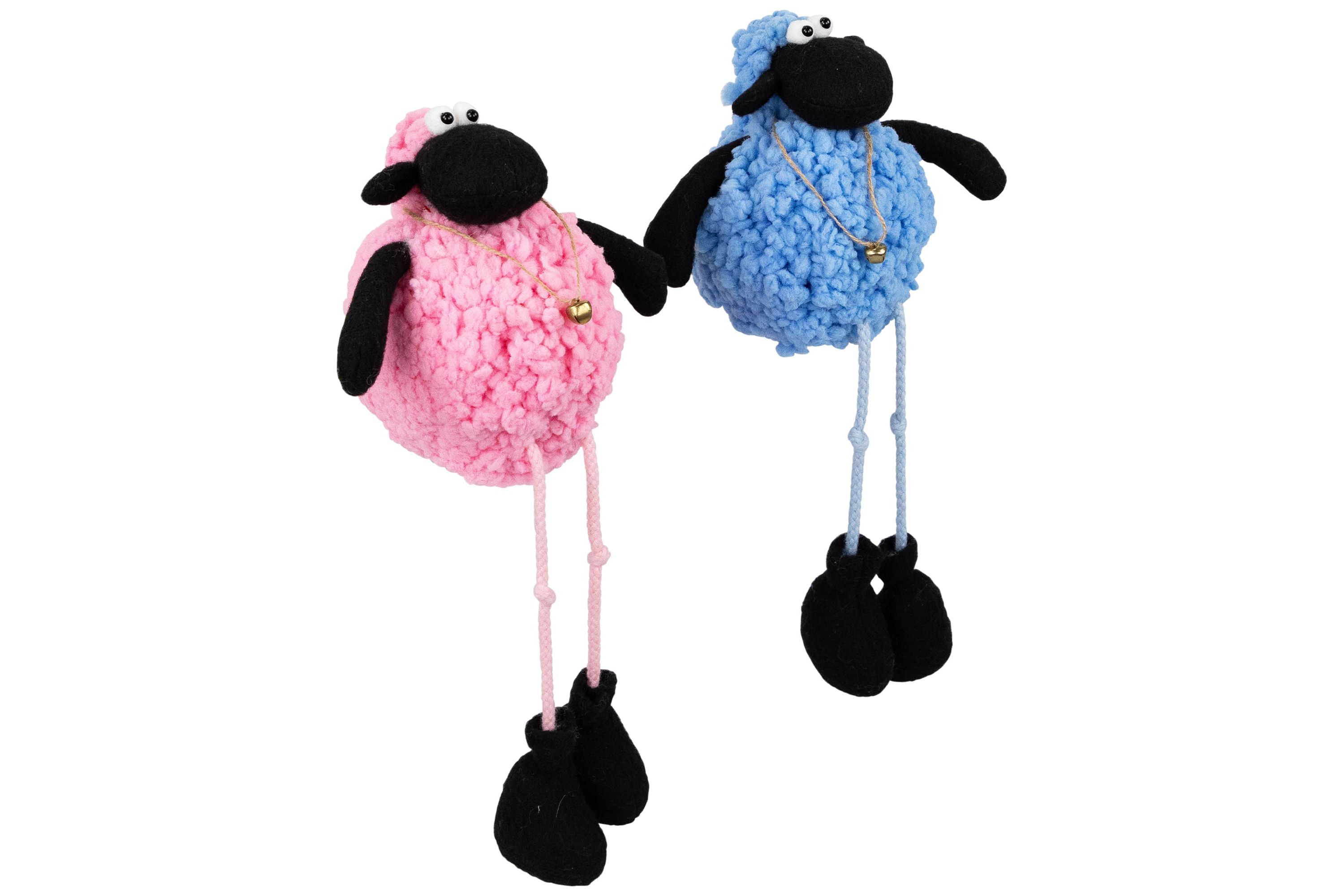 Set of 2 Boy and Girl Plush Lamb Easter Figurines 12"