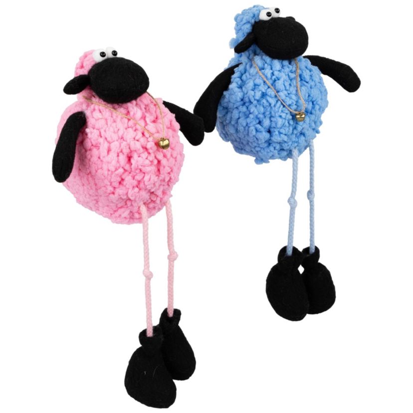 Set of 2 Boy and Girl Plush Lamb Easter Figurines 12"