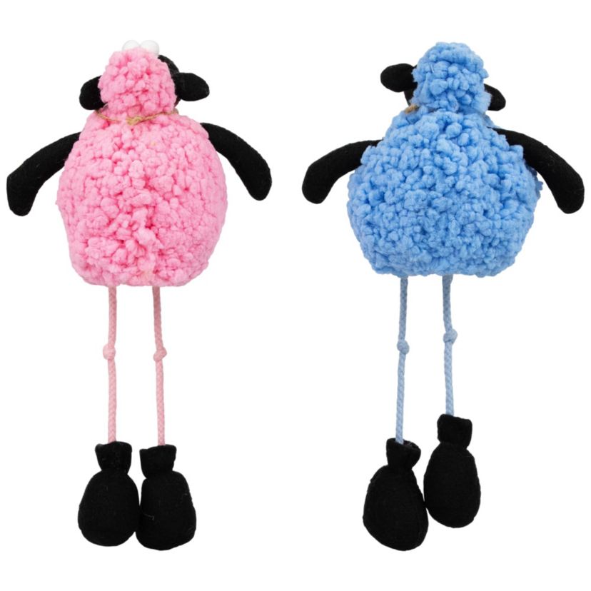 Set of 2 Boy and Girl Plush Lamb Easter Figurines 12"
