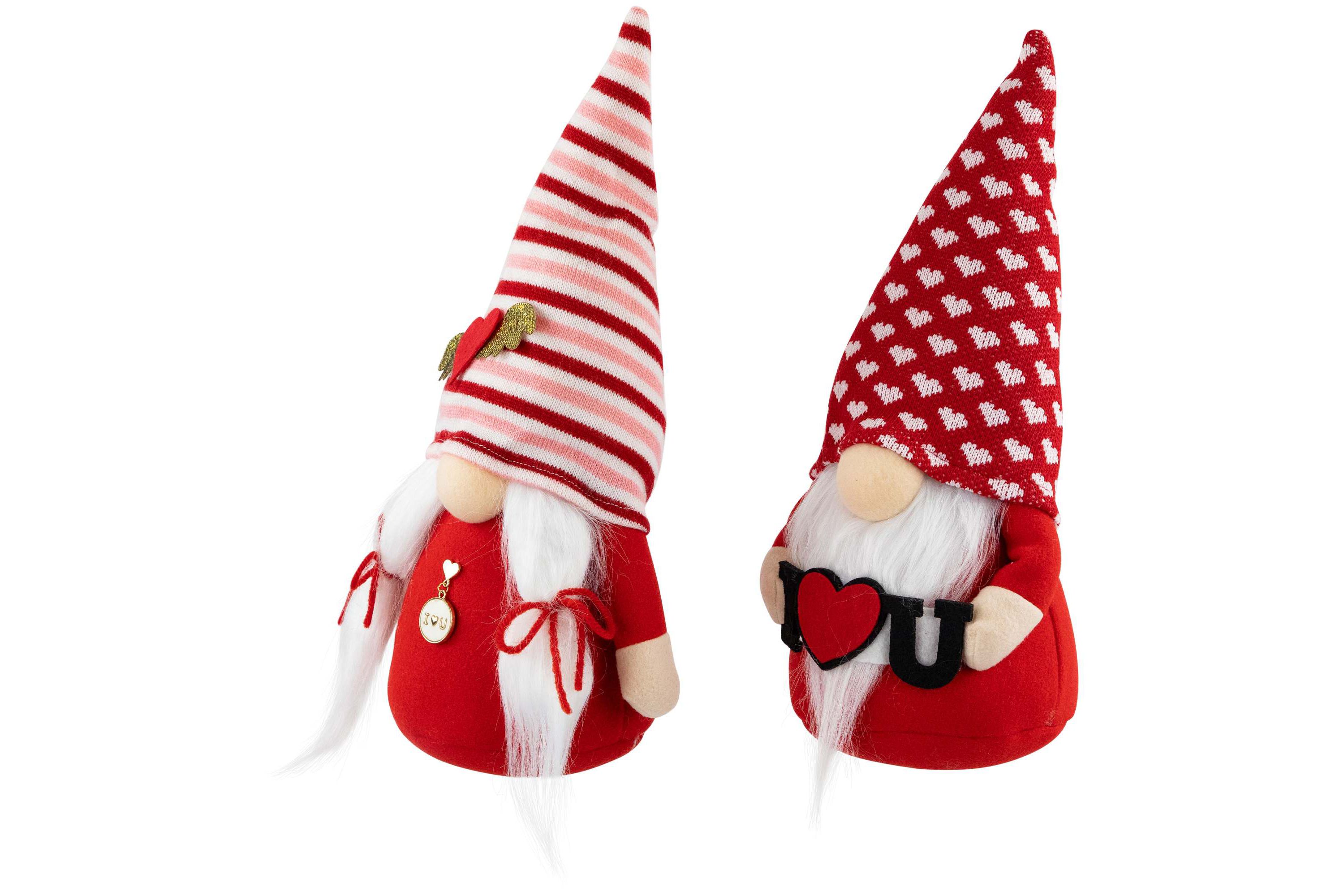 Plush "I Heart U" Valentines Day Gnomes  -12" - Set of 2
