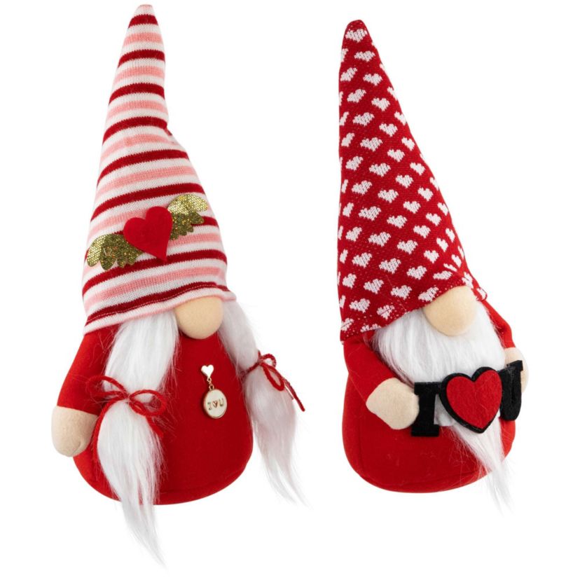 Plush "I Heart U" Valentines Day Gnomes  -12" - Set of 2