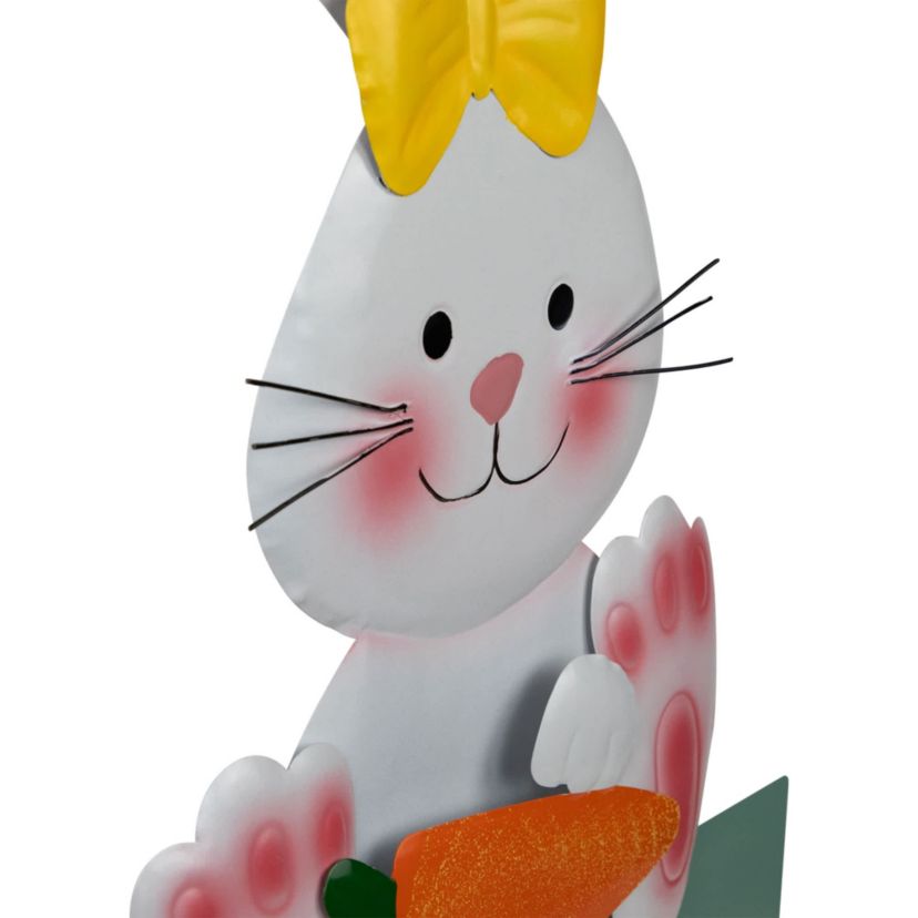 Bunny with Carrot Happy Easter Outdoor Garden Stake - 18.75"
