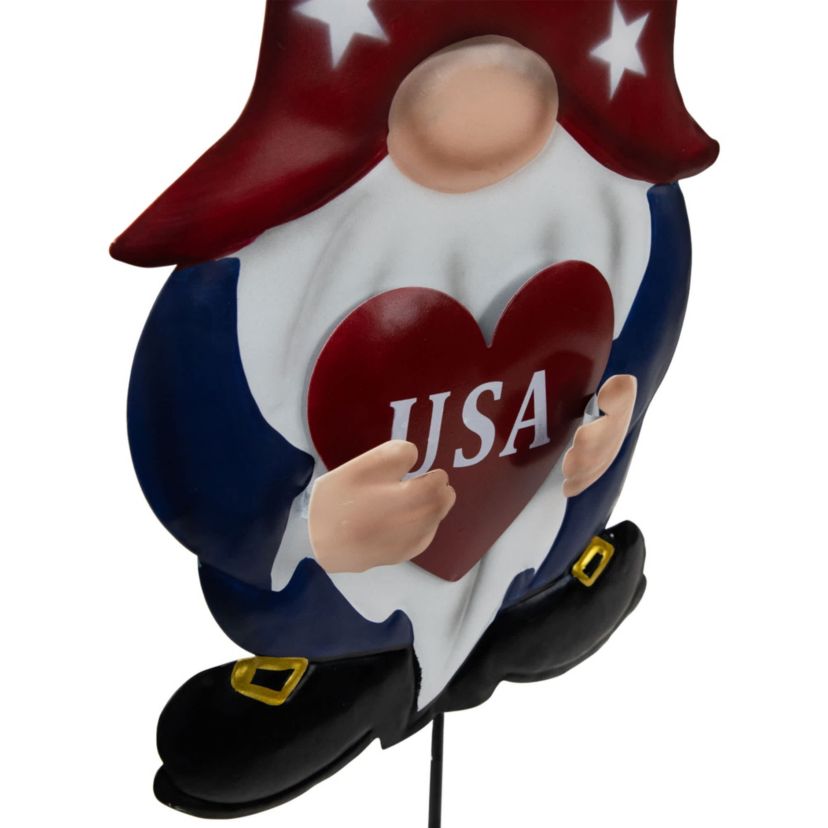 USA Patriotic Gnome Outdoor Garden Stakes - 27.5" - Set of 2