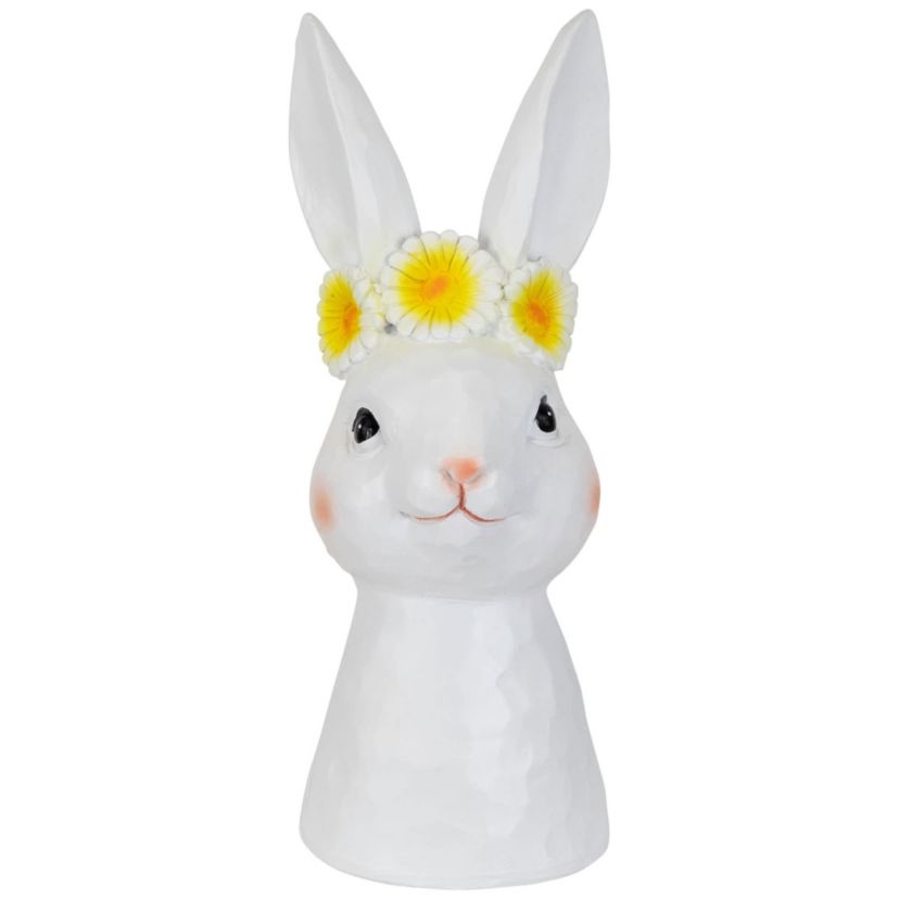 Easter Bunny Bust with Daisy Flower Crown - 9" - White