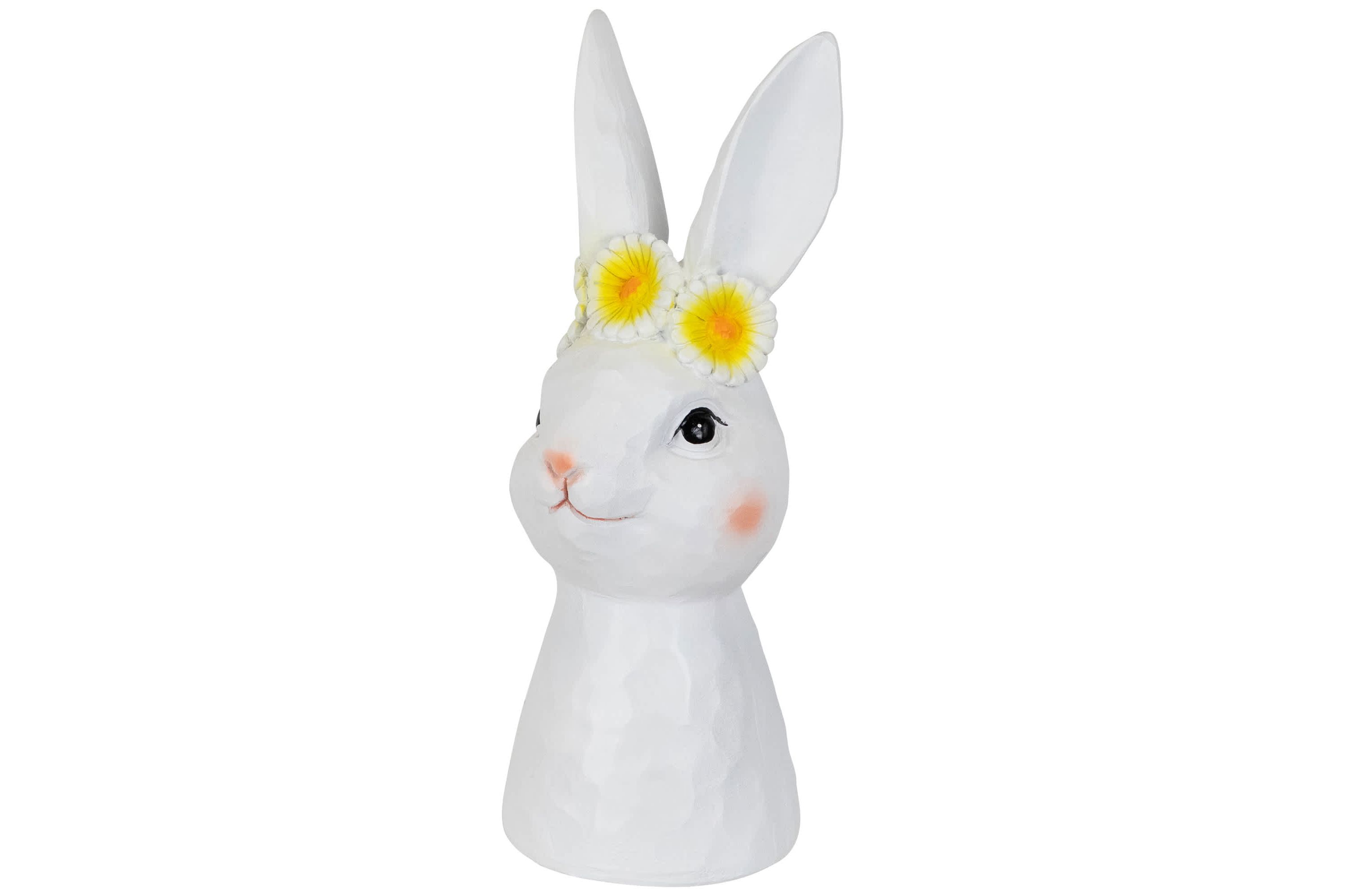 Easter Bunny Bust with Daisy Flower Crown - 9" - White