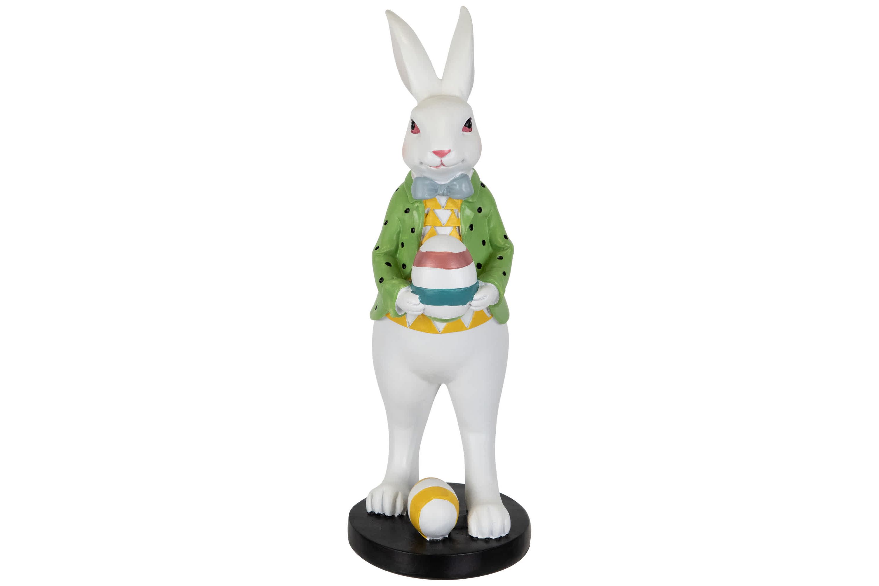 Rabbit Holding Easter Egg Outdoor Garden Statue - 11.5" - White