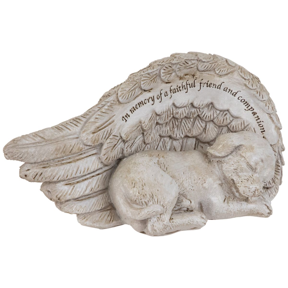 Sleeping Angel Dog Memorial Outdoor Garden Statue - 7"