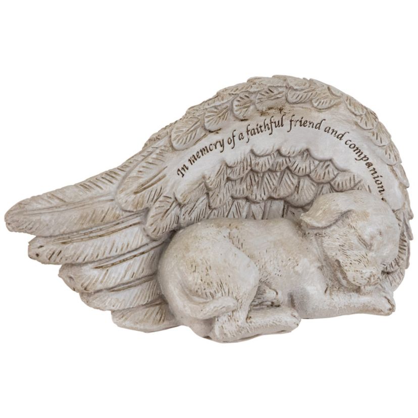 Sleeping Angel Dog Memorial Outdoor Garden Statue - 7"