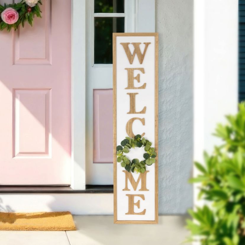 Welcome Wooden Framed Outdoor Porch Sign  - 40"