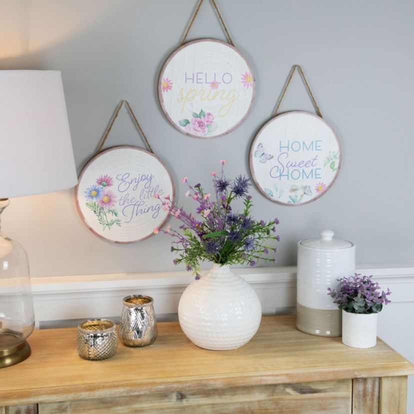 Springtime Floral Hanging Wall Signs - 9.75" - Set of 3