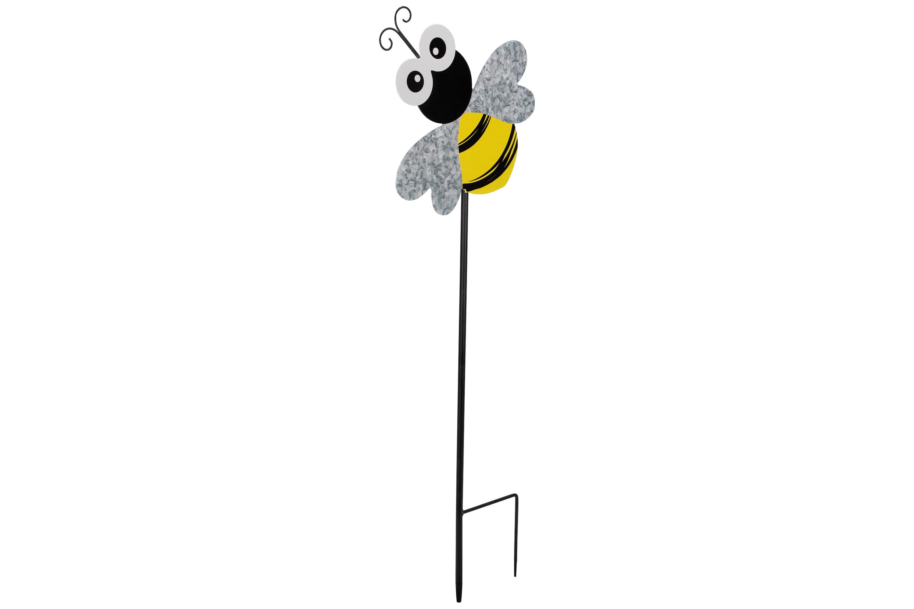 Bee Metal Outdoor Garden Stake - 23" - Black and Yellow