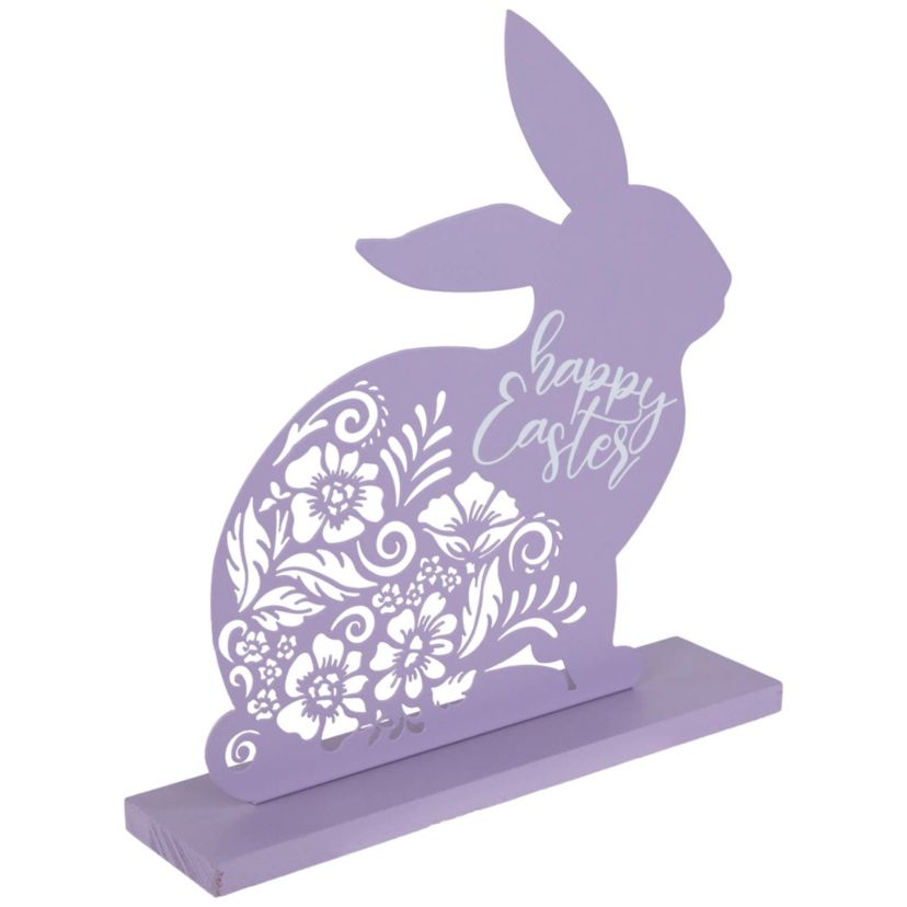 Happy Easter Floral Cut-Out Bunny Decoration - 13"