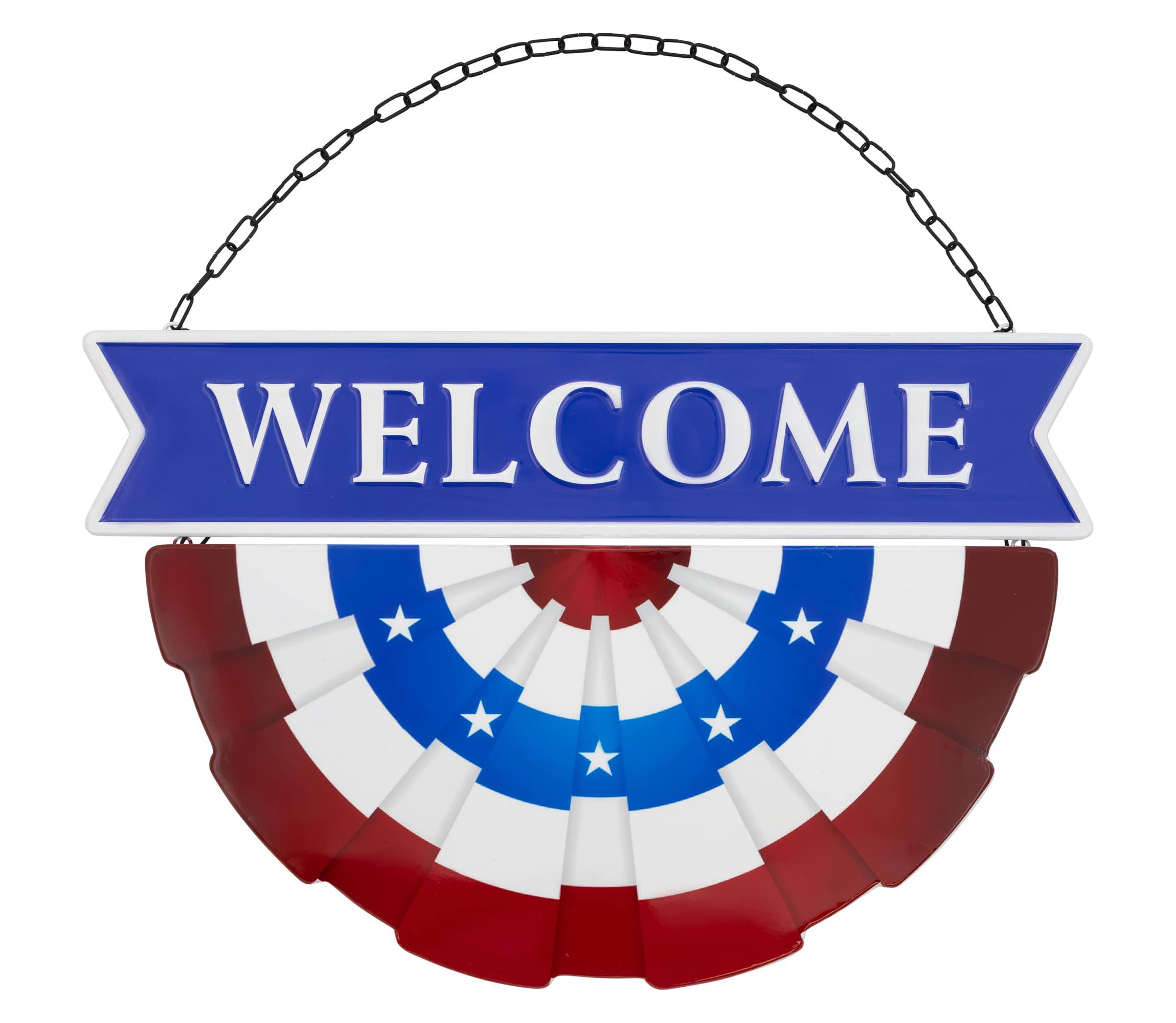 Americana "Welcome" Metal Wall Sign with Bunting - 19.5"