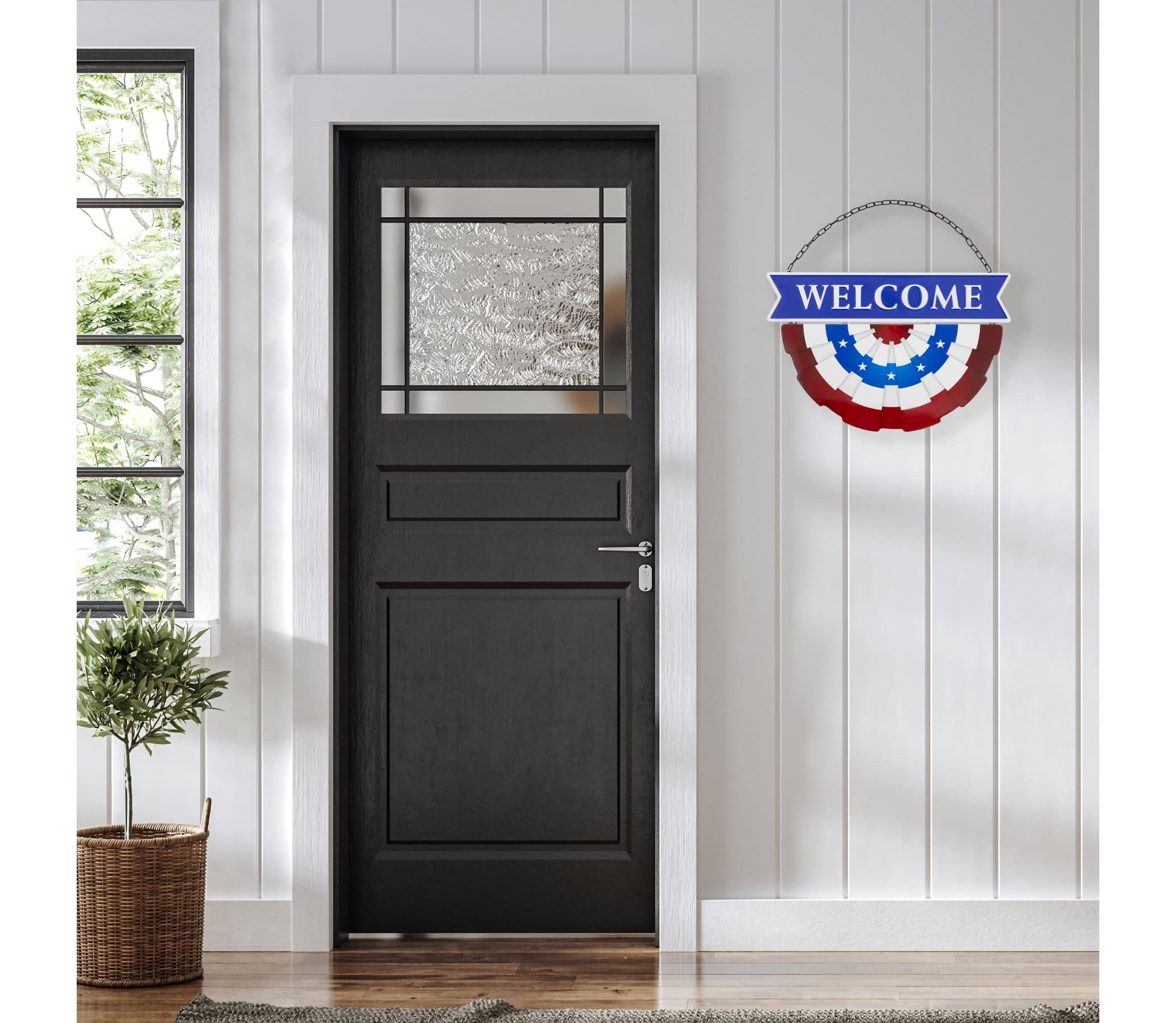 Americana "Welcome" Metal Wall Sign with Bunting - 19.5"