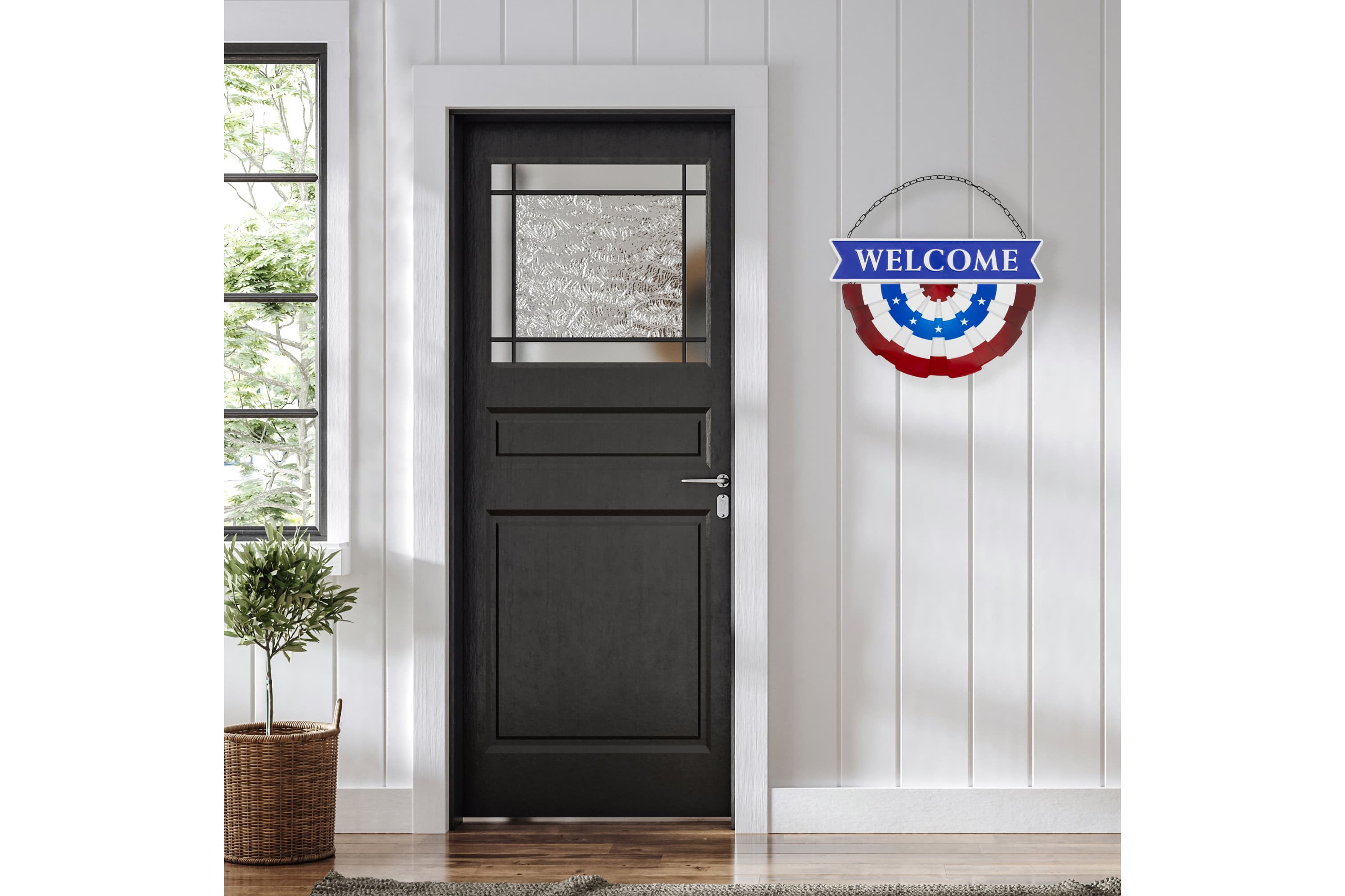 Americana "Welcome" Metal Wall Sign with Bunting - 19.5"