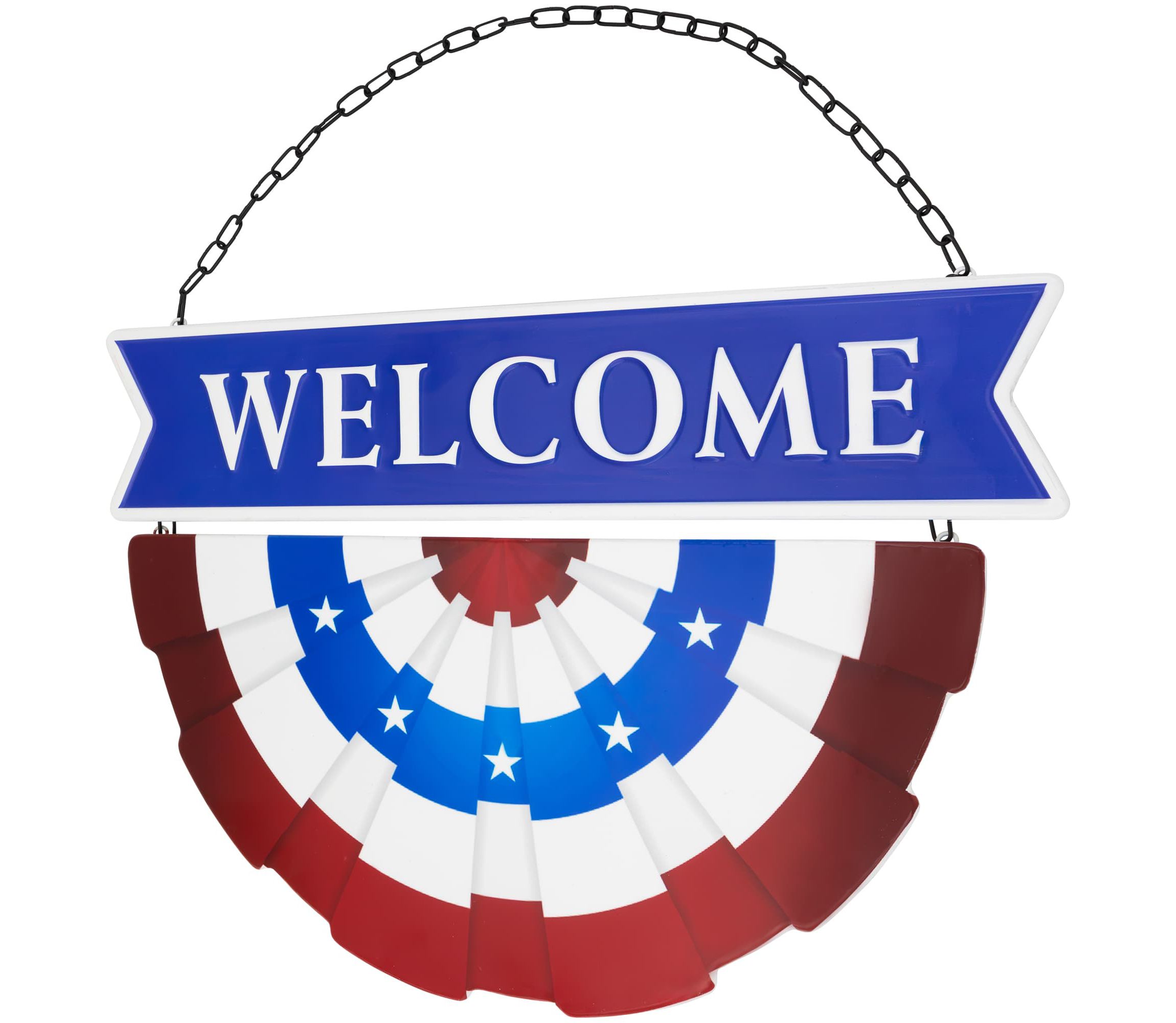 Americana "Welcome" Metal Wall Sign with Bunting - 19.5"