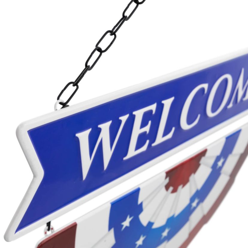 Americana "Welcome" Metal Wall Sign with Bunting - 19.5"